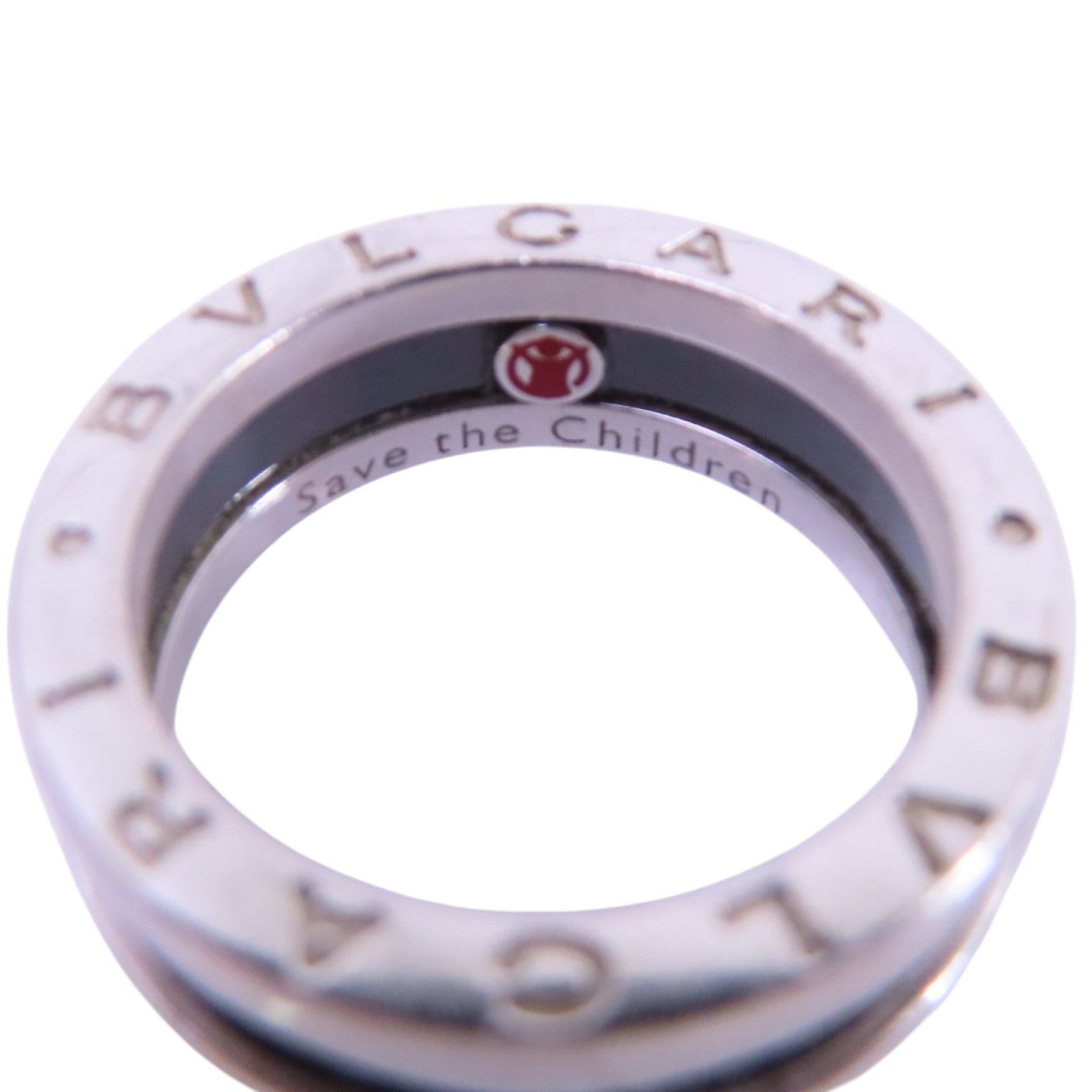 BVLGARI 925純銀/陶瓷Save The Children Ring 2-Band Ring戒指US#5.5