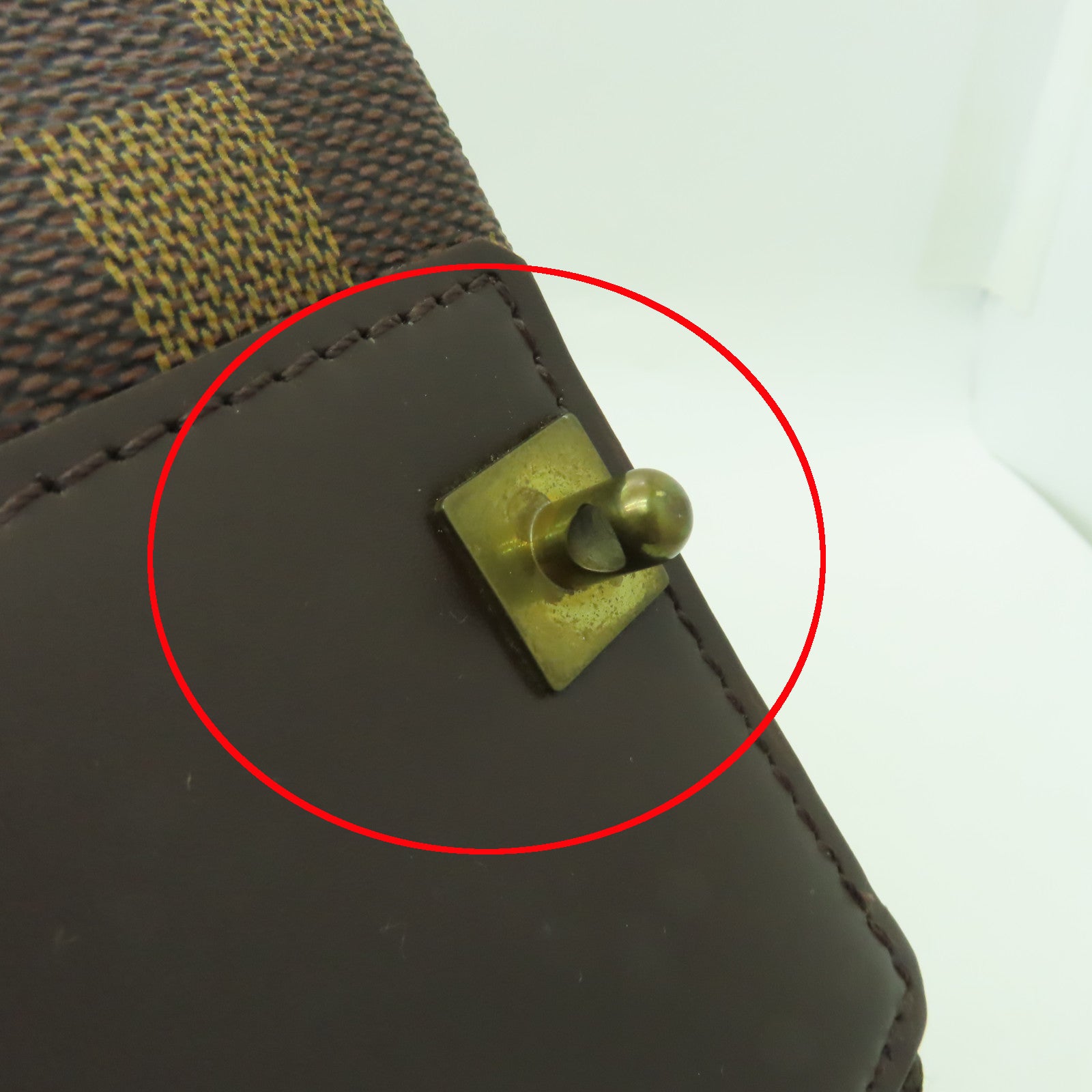 LOUIS VUITTON 【激減優惠】Damier Greenwich GM金扣波士頓包棕色