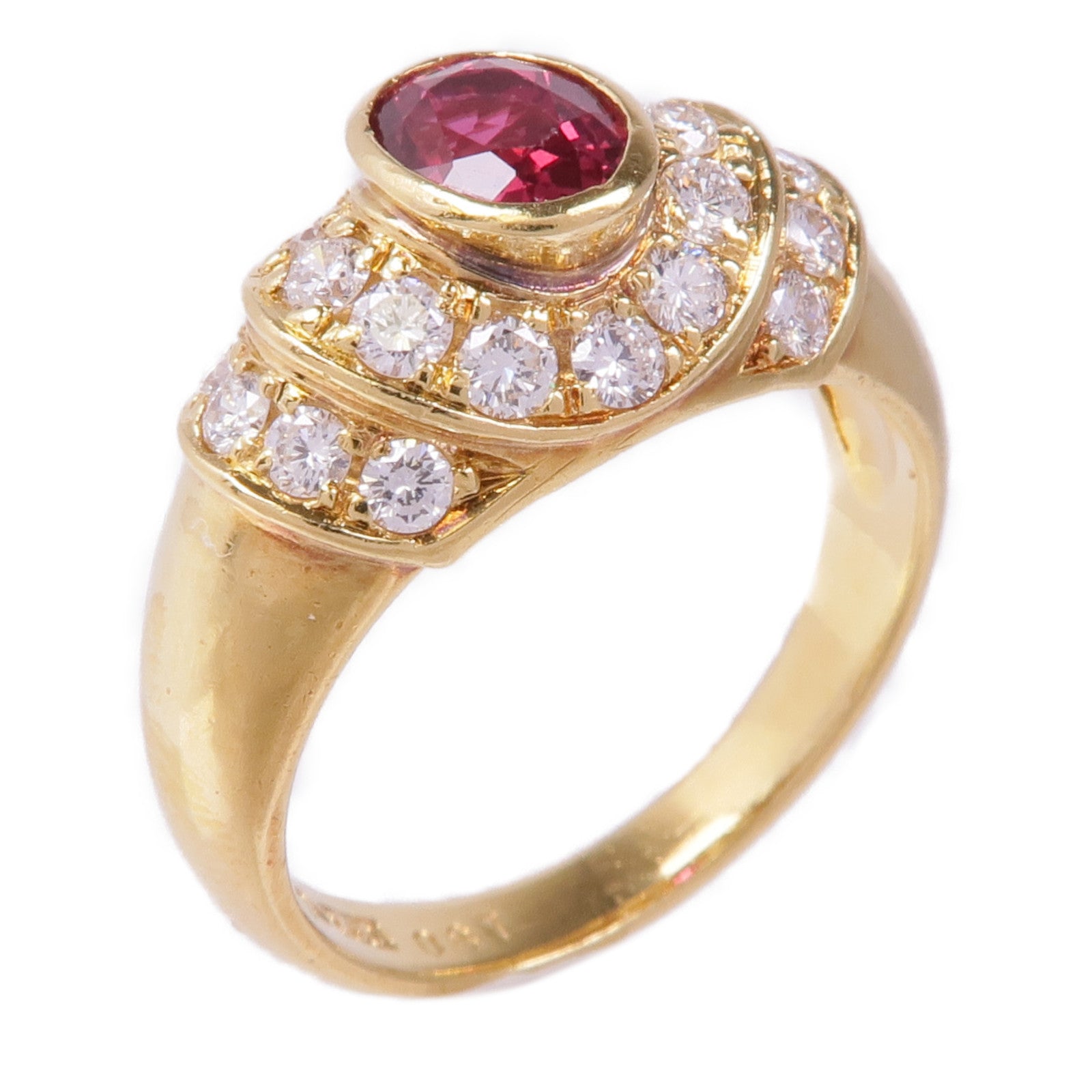 Aquascutum 18K黃金Ruby Diamond Ring紅寶石/鑽石戒指US#5.75