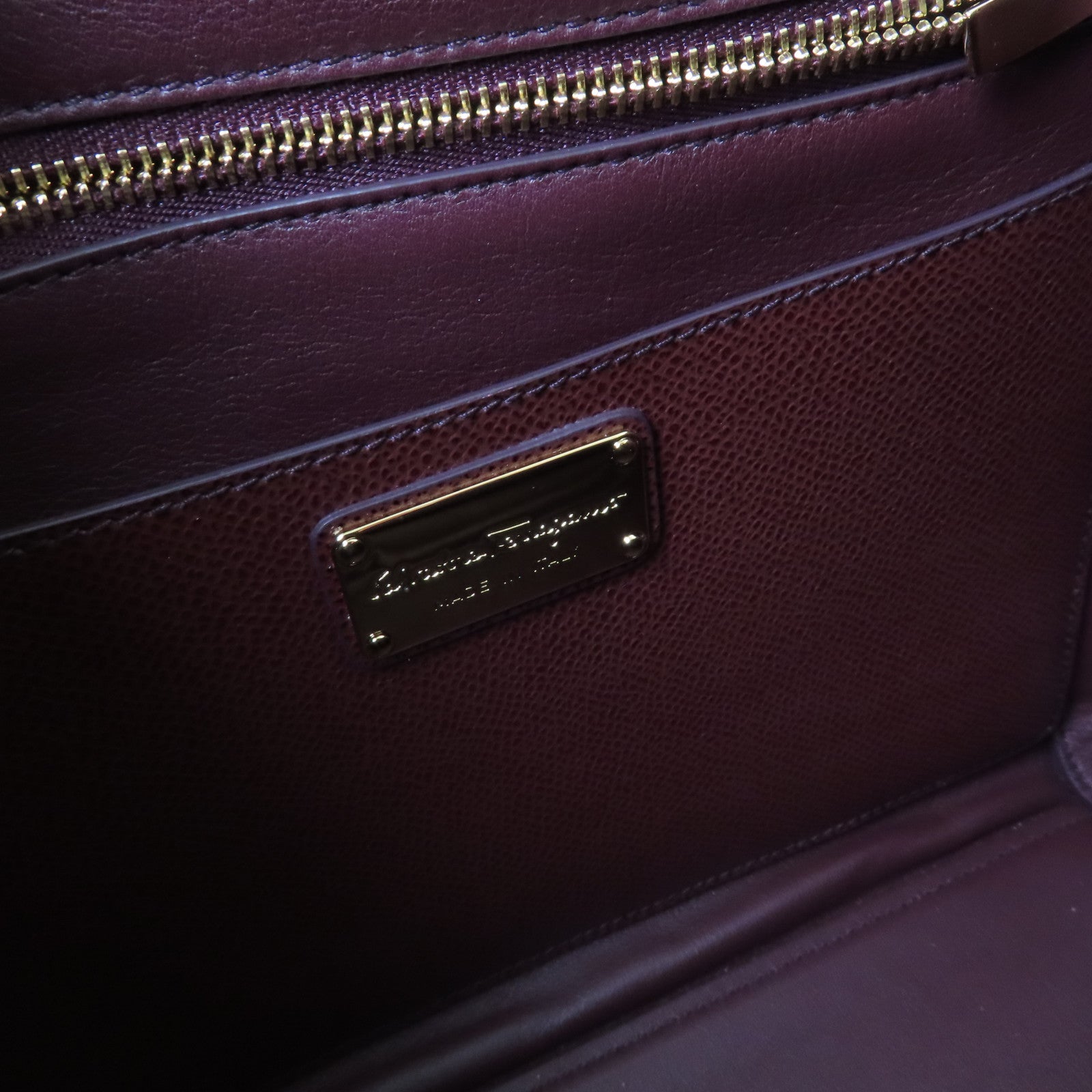 Salvatore Ferragamo 牛皮皮革2Way Shoulder Bag金扣手挽肩背兩用袋酒紅色