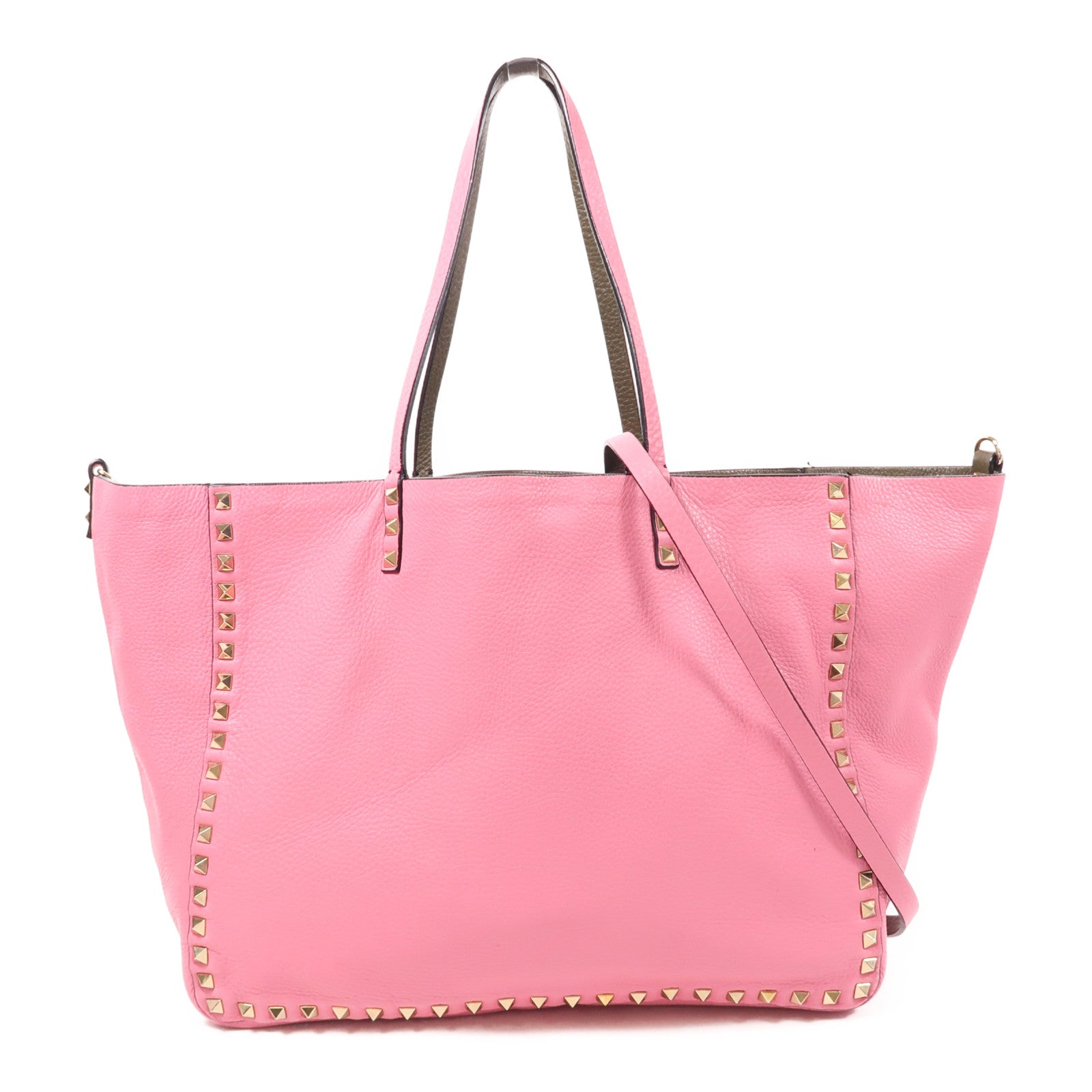 Valentino 牛皮皮革2 Way Shoulder金扣手挽肩背兩用袋
