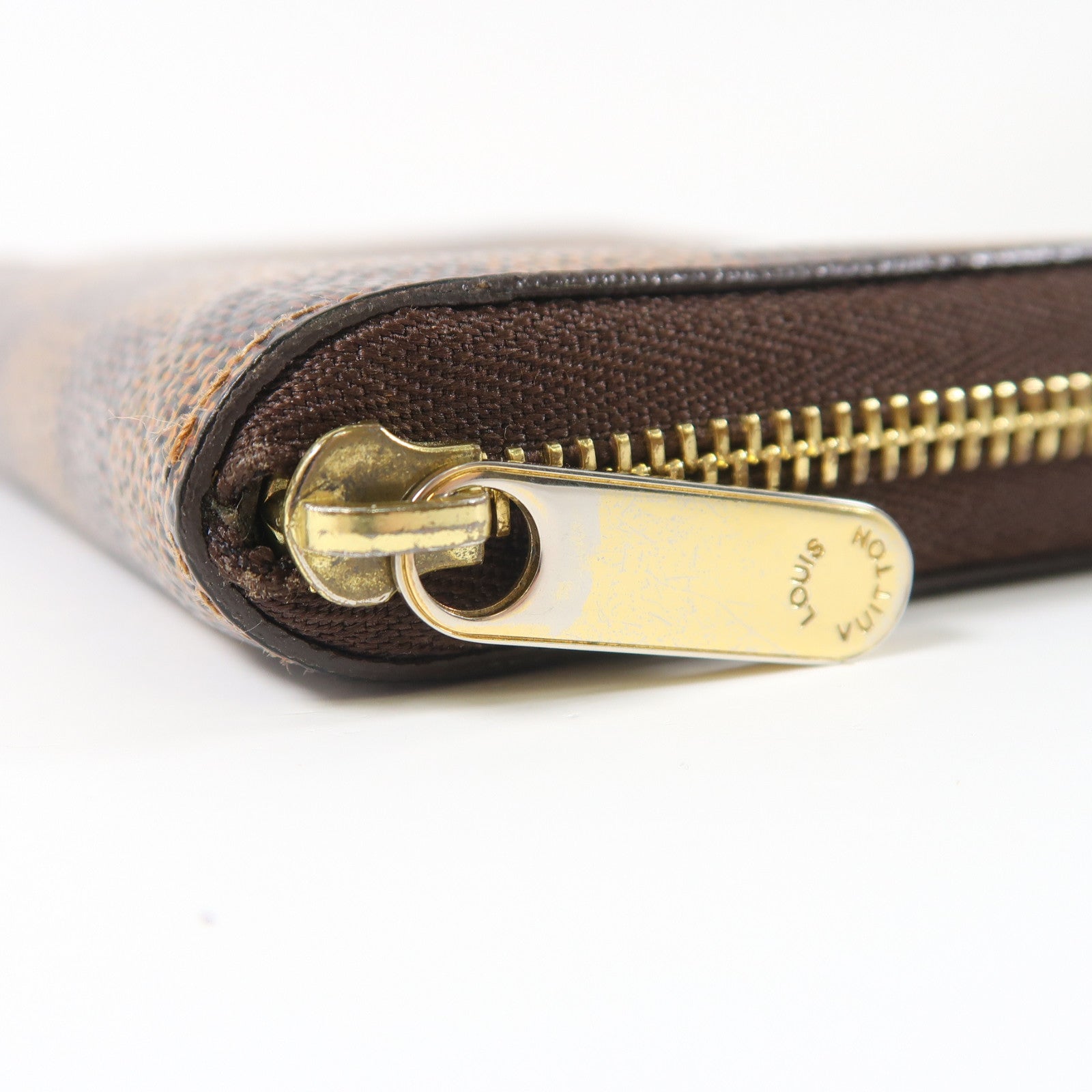 LOUIS VUITTON Damier Zipper Wallet金扣短錢包啡色