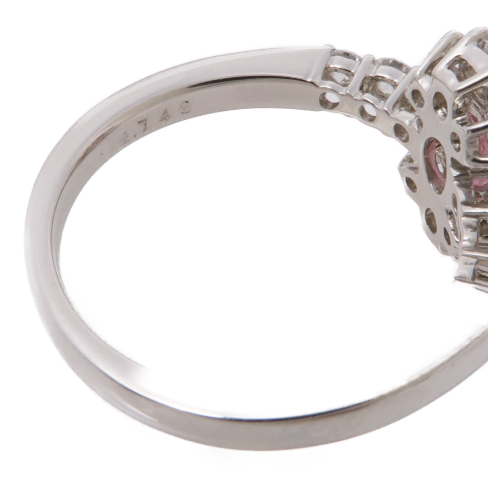 JEWELRY 【激減優惠】PT900鉑金Pink Sapphire Diamond Ring粉紅藍寶色/鑽石US#6