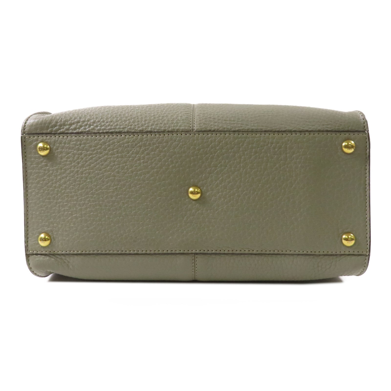 FENDI GHW Peekaboo X-Lite 2 Way Shoulder Handbag Calfskin Leather Gray