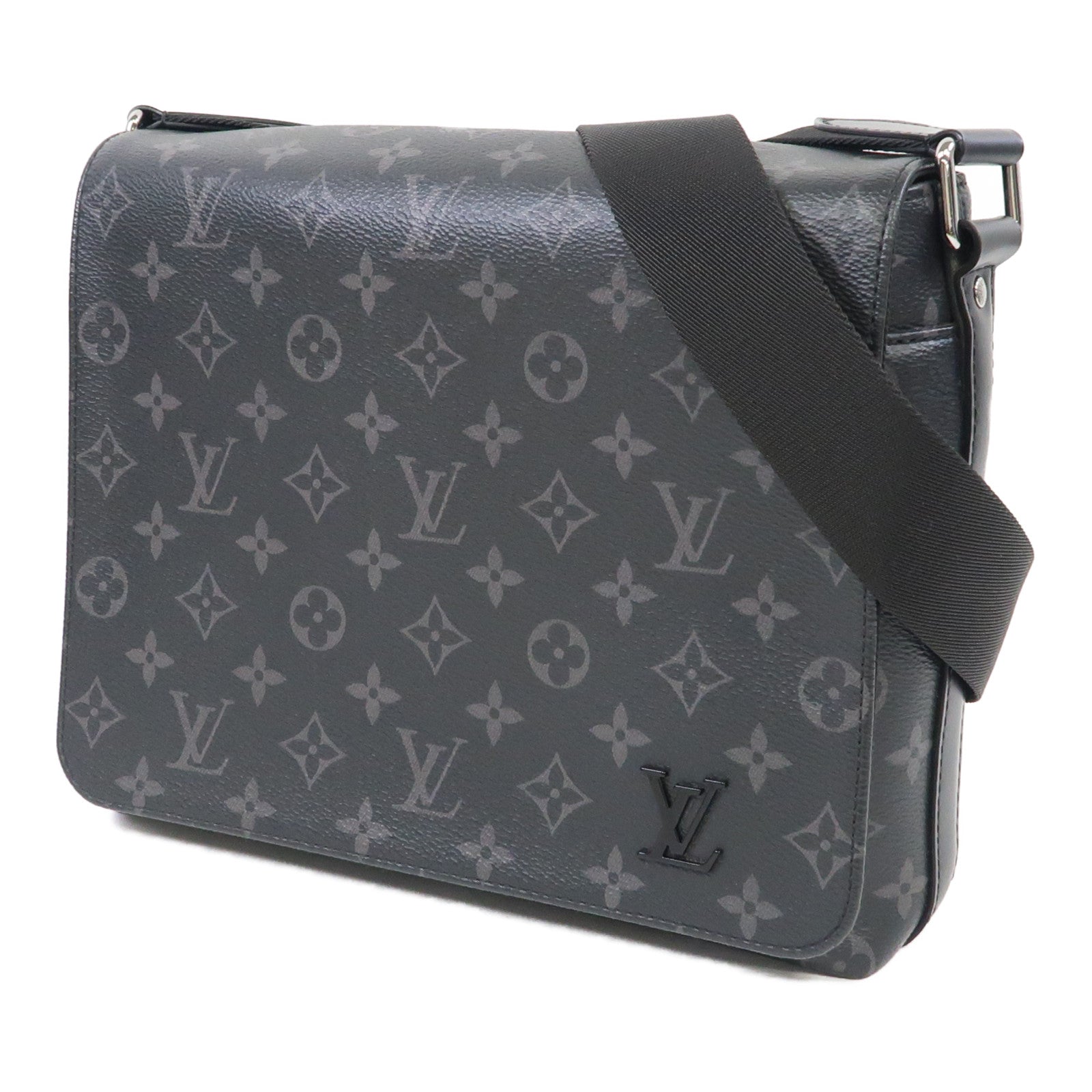 LOUIS VUITTON Monogram Eclipse District PM銀扣肩背袋黑色