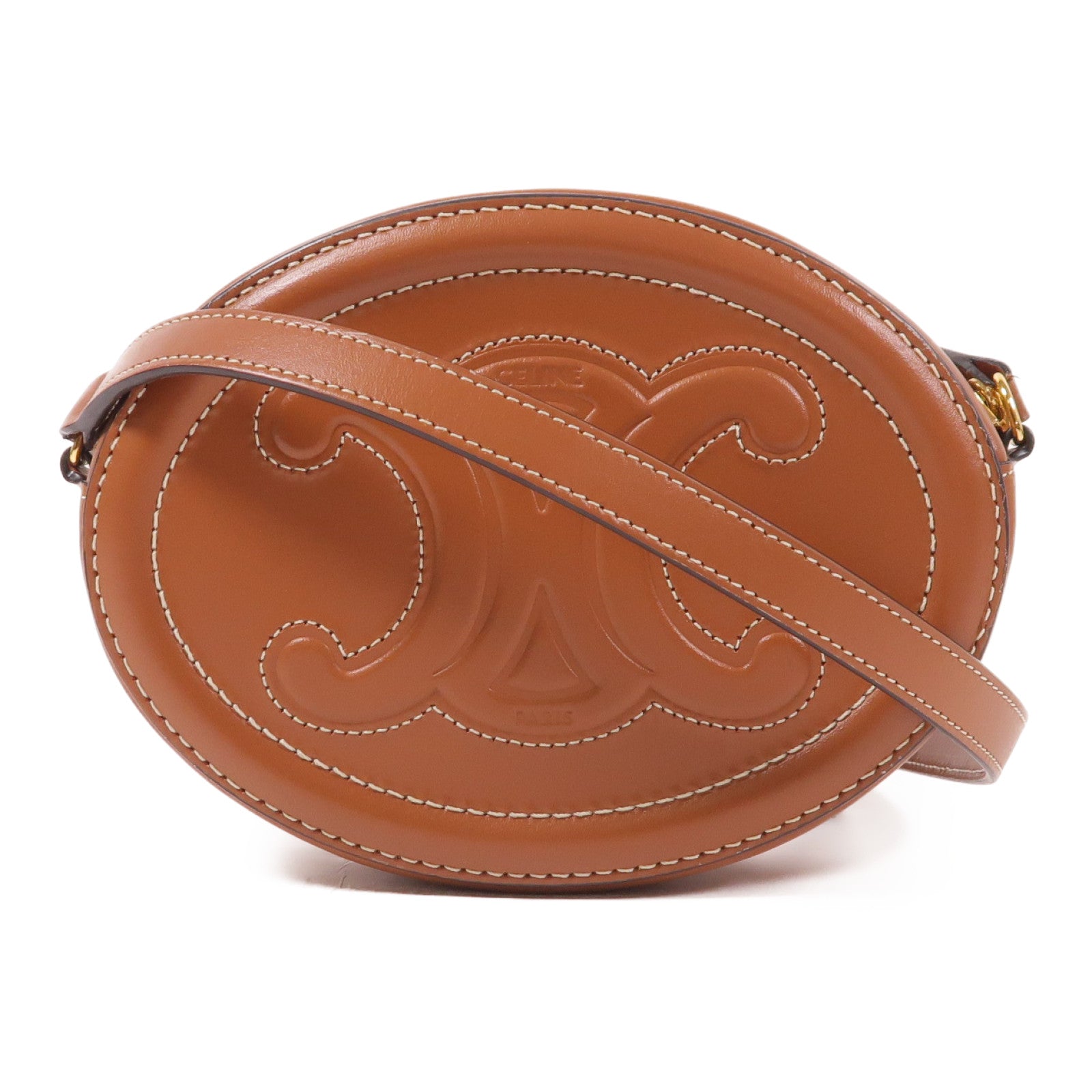 CELINE 皮革Oval Purse Cuir Triomphe金扣肩背袋