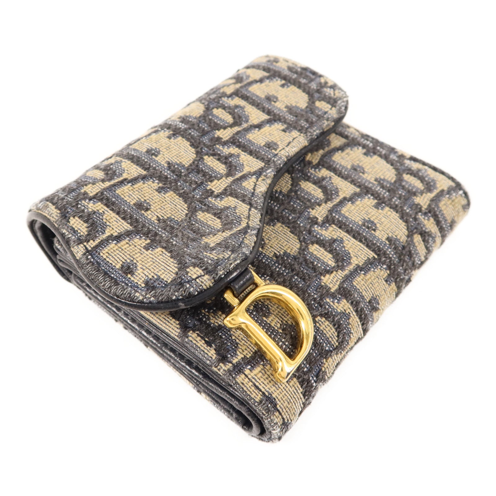 Dior 帆布Saddle Wallet金扣錢包