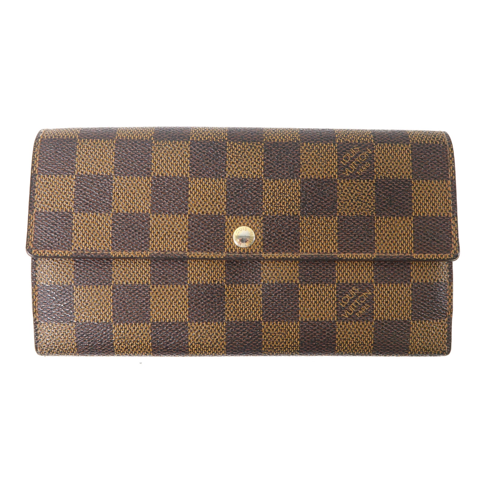 LOUIS VUITTON 【激減優惠】Damier Ebene Long Wallet金扣長錢包啡色