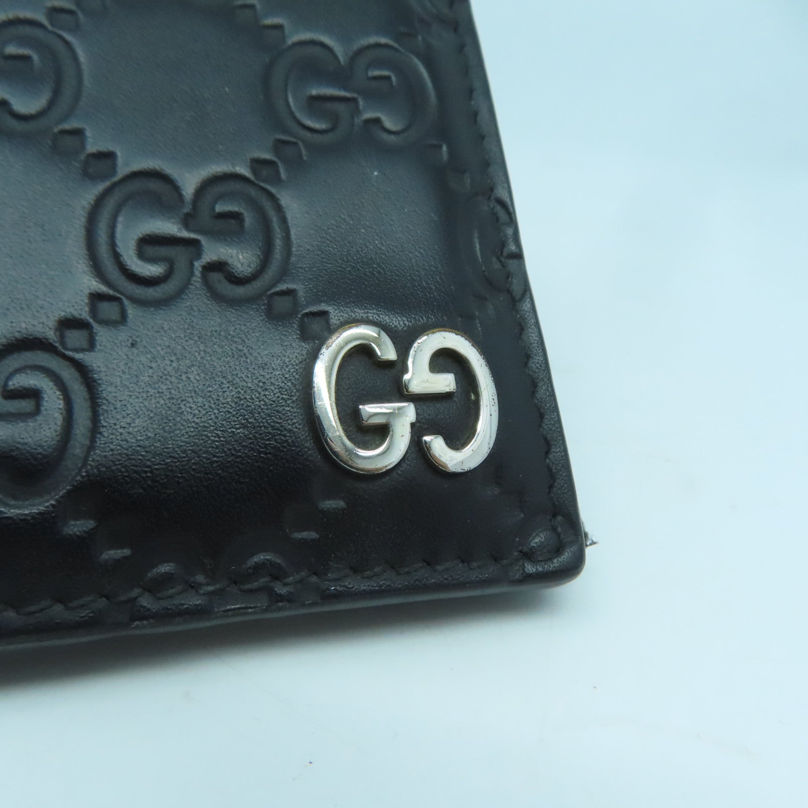 GUCCI 【激減優惠】牛皮皮革Wallet銀扣錢包黑色