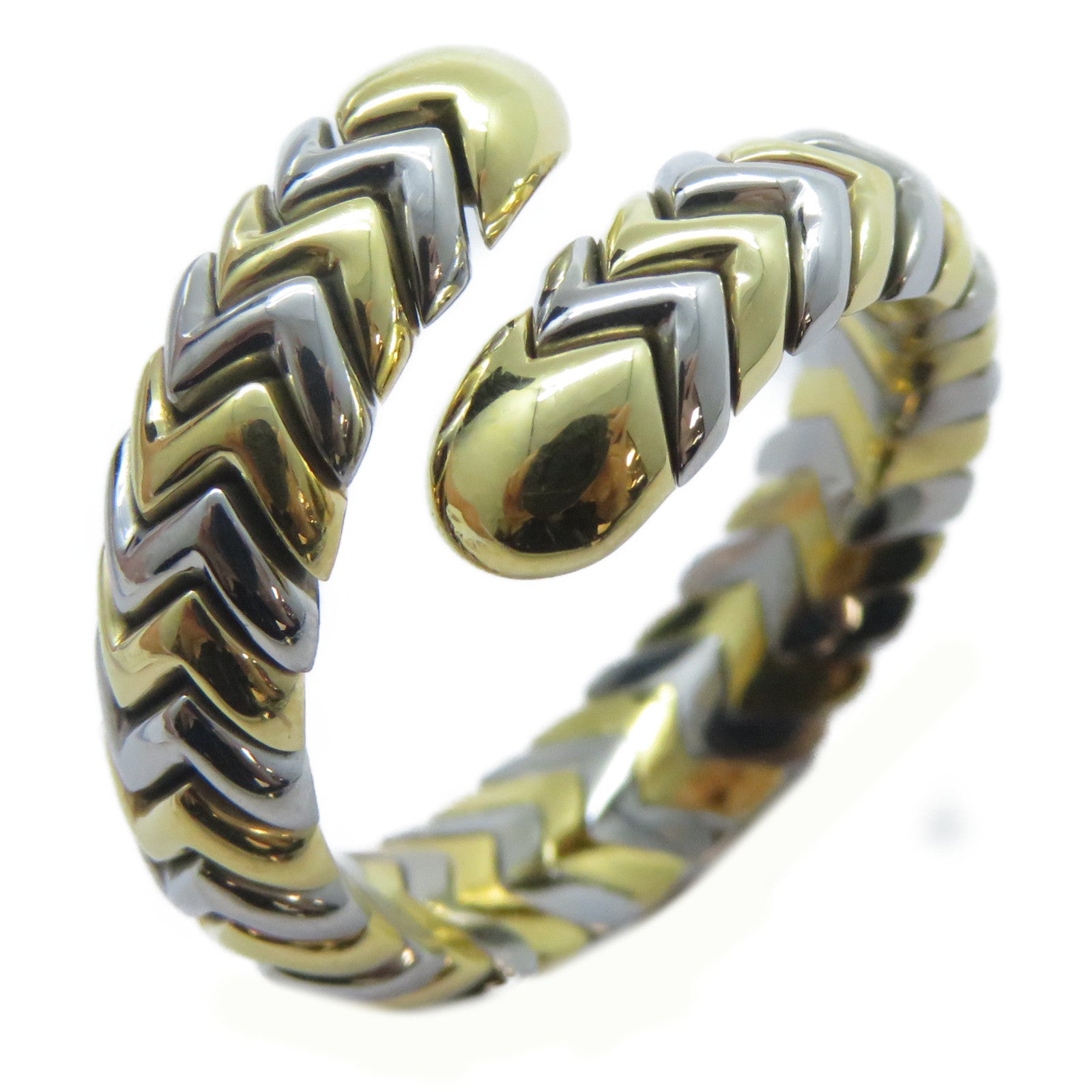 BVLGARI 18K黃金/18K白金Serpenti Tubogas戒指US#6