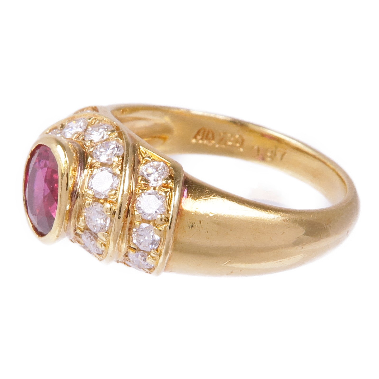 Aquascutum 18K黃金Ruby Diamond Ring紅寶石/鑽石戒指US#5.75