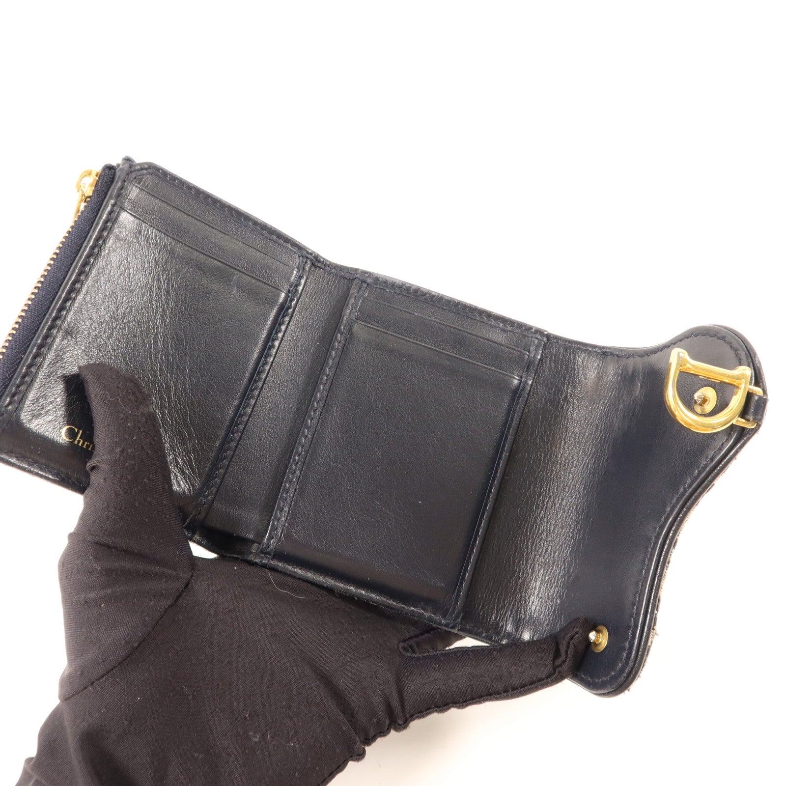 Dior 帆布Saddle Wallet金扣錢包