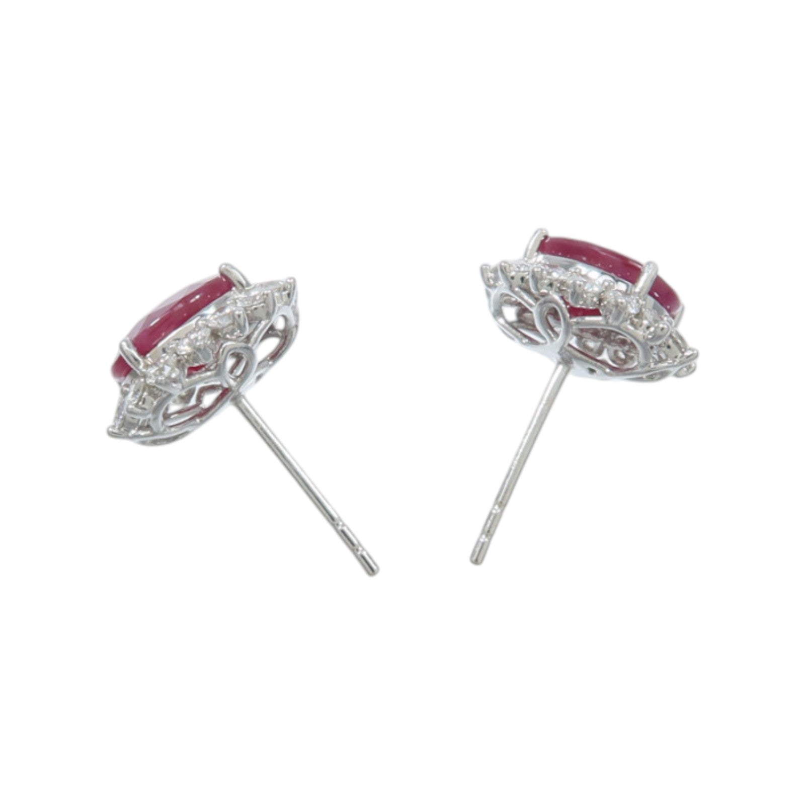 JEWELRY 18K白金Ruby Diamond Earrings紅寶石/鑽石耳環