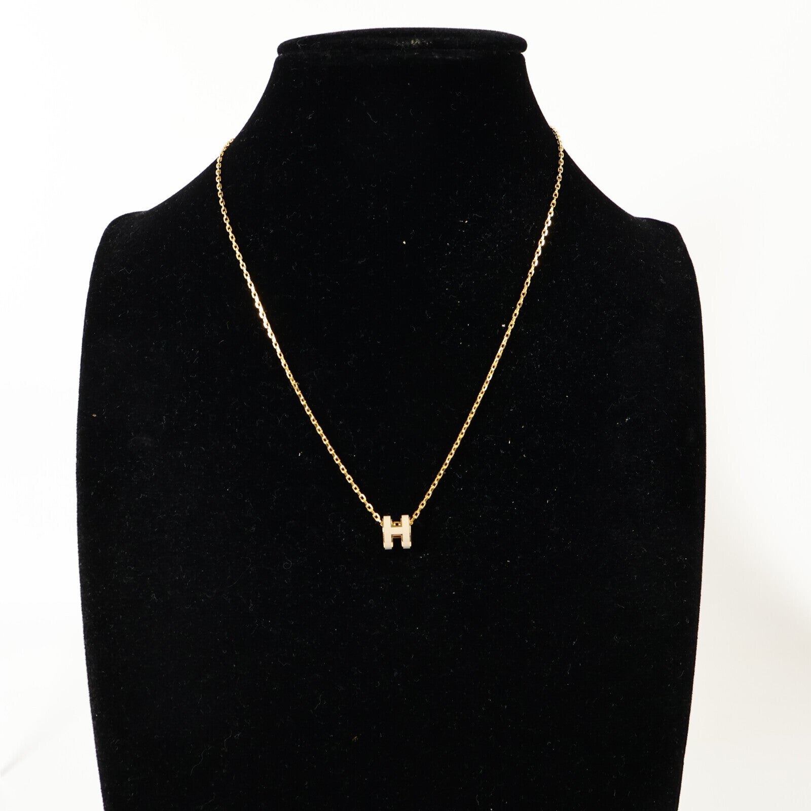 HERMES 金屬/琺瑯Mini Pop H Necklac金扣項鏈Marron Glace