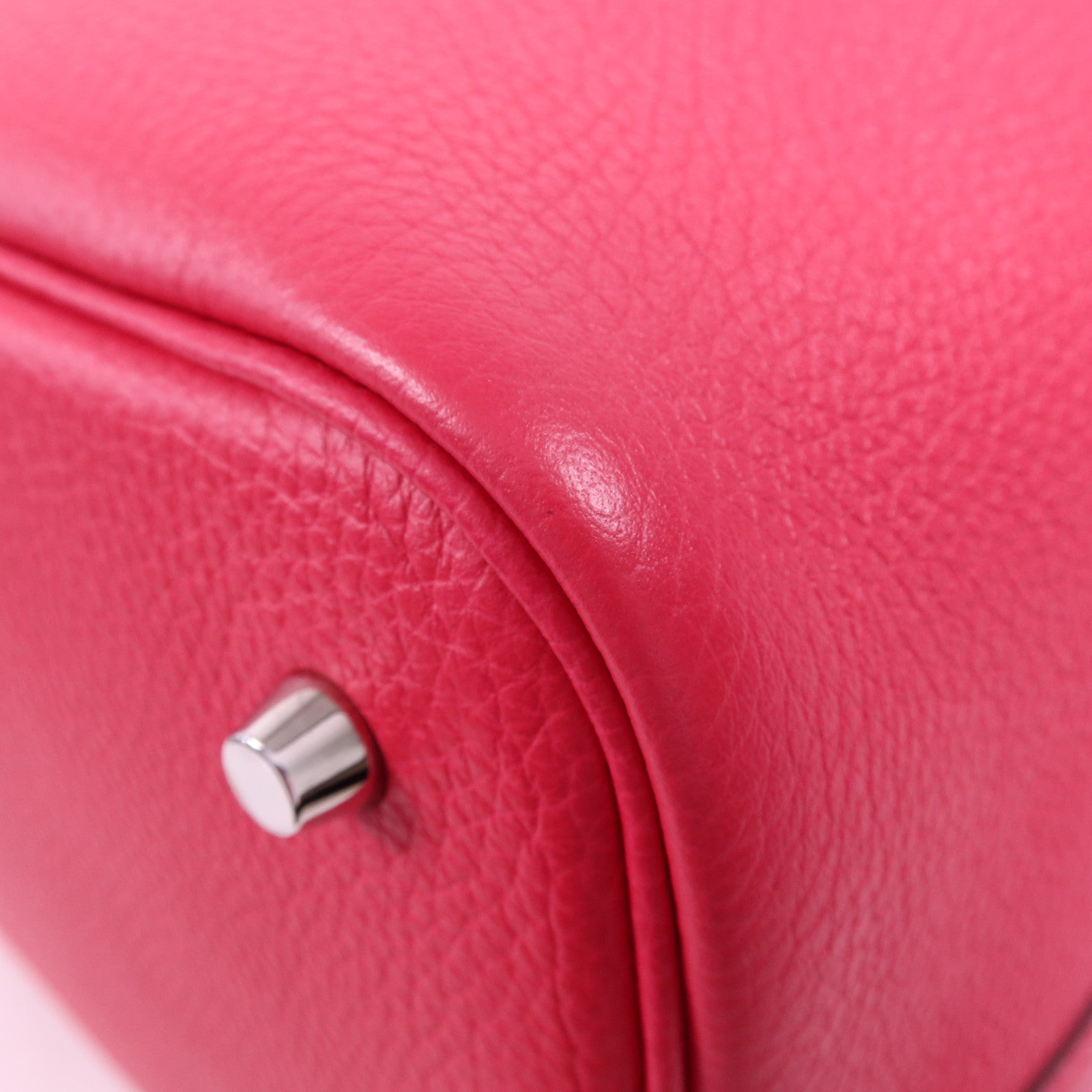 HERMES Clemence皮革Picotin MM銀扣手挽袋Rose Mexico