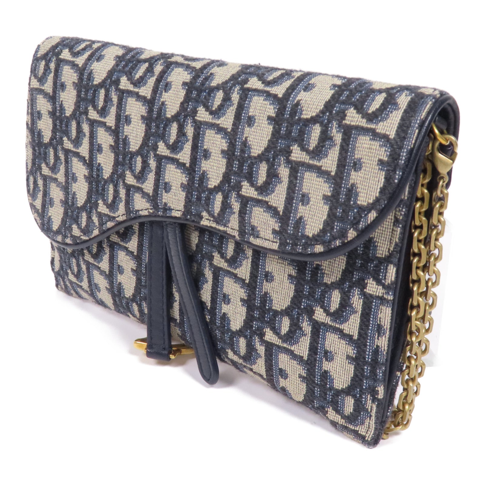 Dior 帆布Small Saddle Pouch With Chain金扣肩背袋