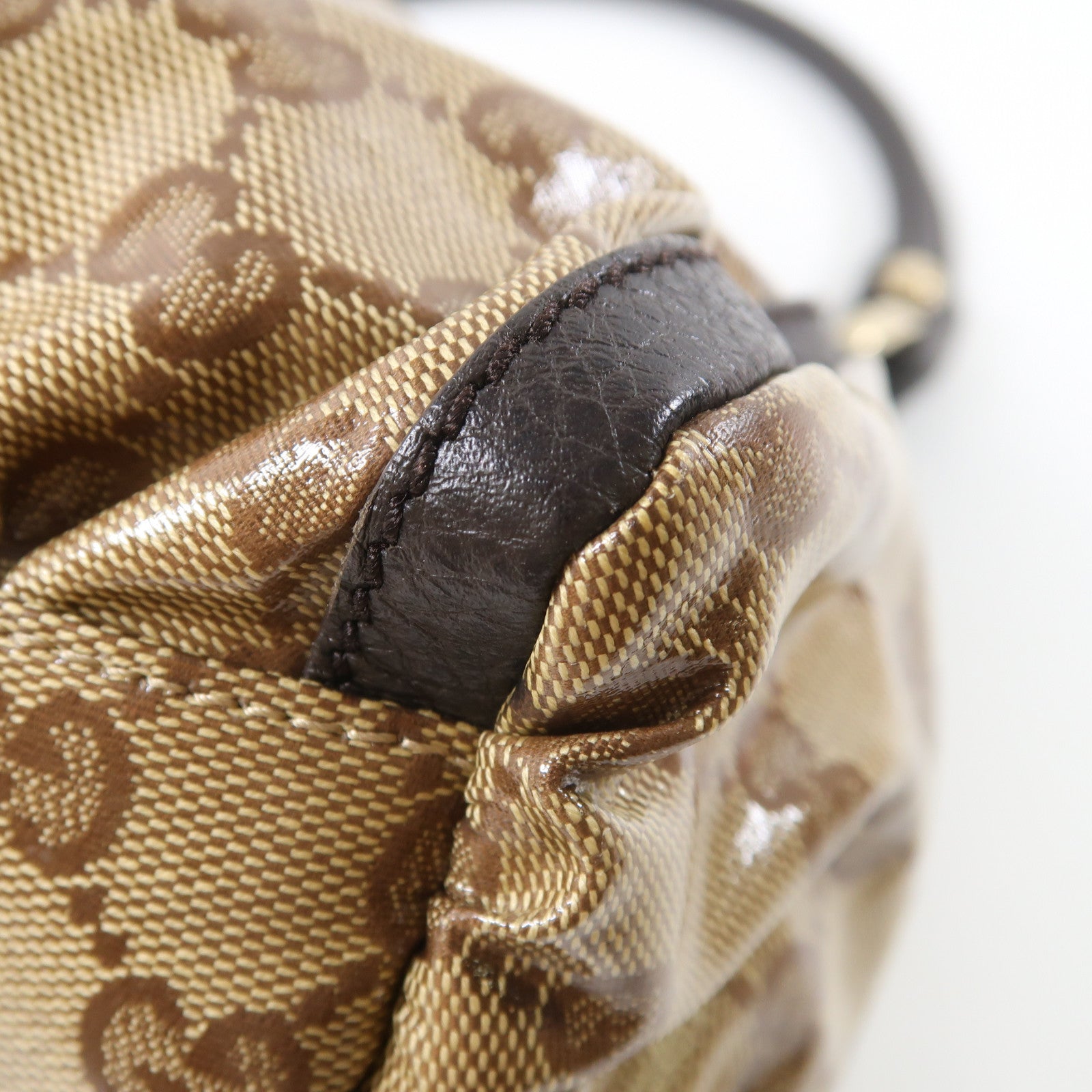 GUCCI 塗層帆布Shoulder Bag金扣肩背袋啡色