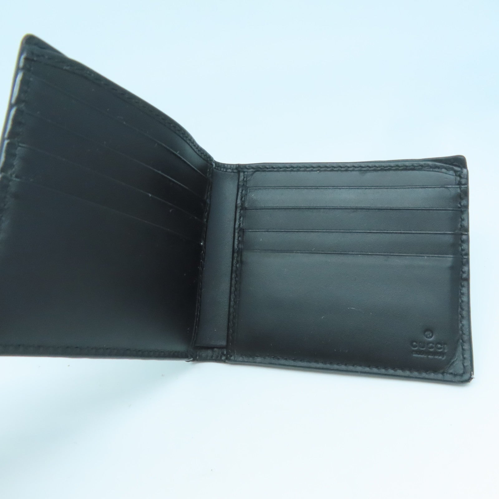 GUCCI 【激減優惠】牛皮皮革Wallet銀扣錢包黑色