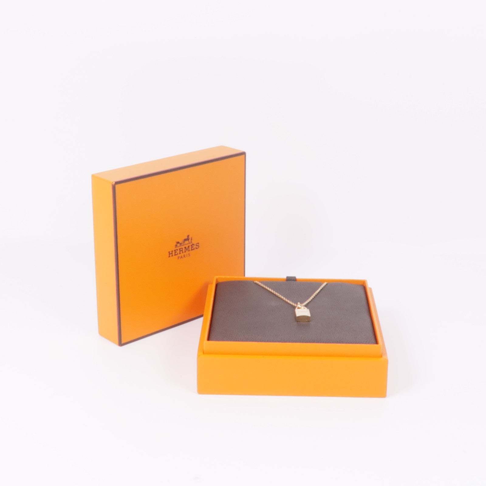 HERMES 18K玫瑰金Cadenas Pendant Diamond Necklace鑽石項鍊