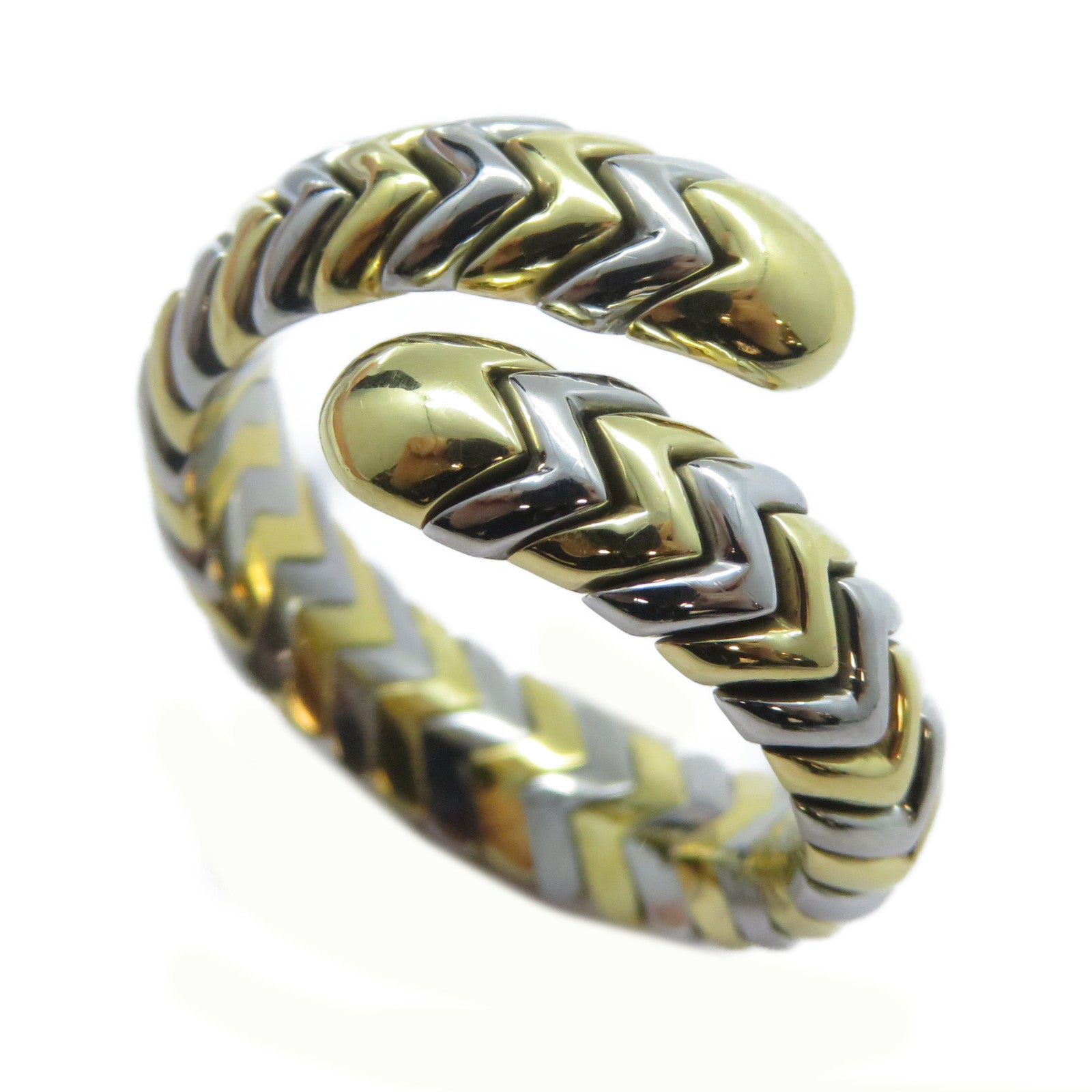 BVLGARI 18K黃金/18K白金Serpenti Tubogas戒指US#6