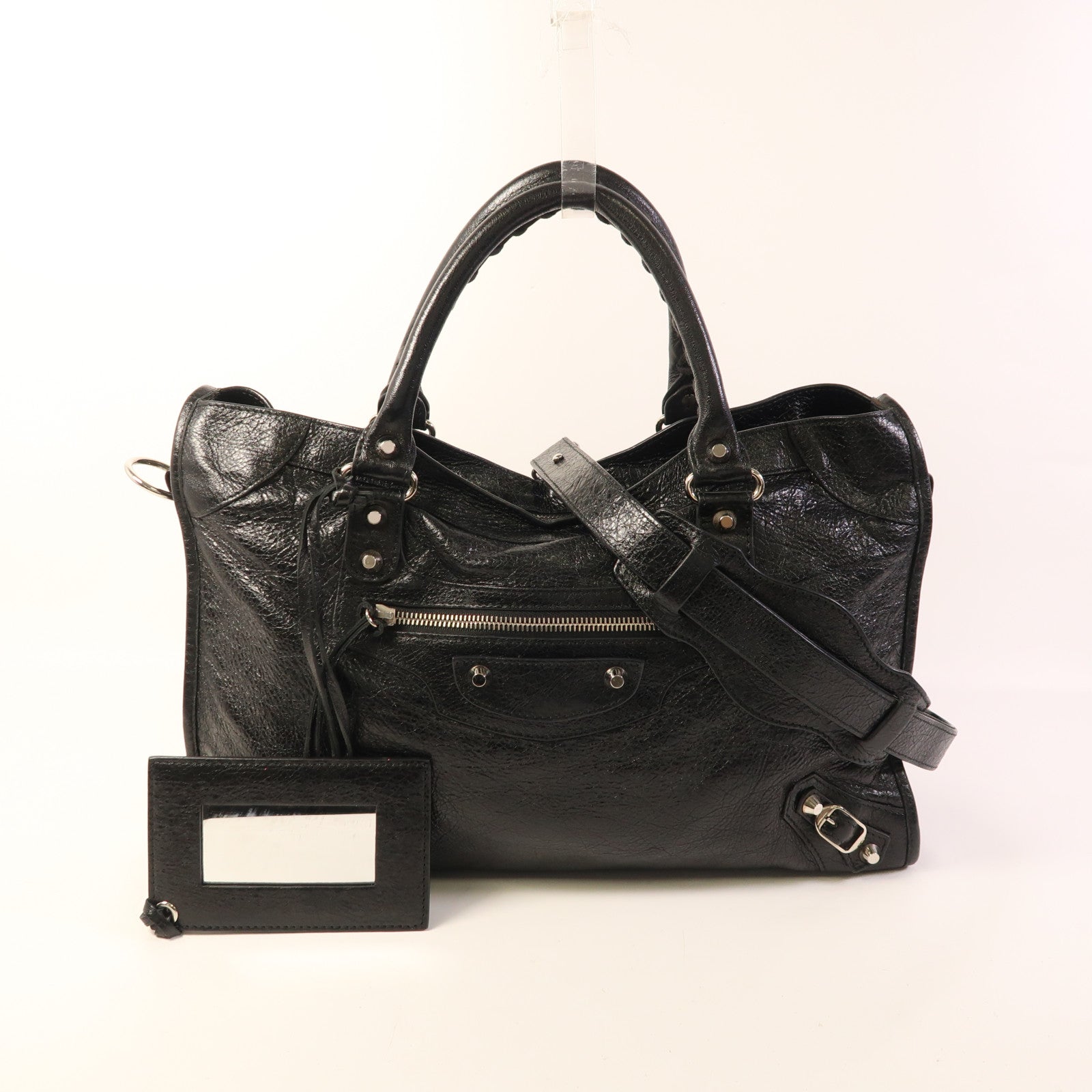 BALENCIAGA 皮革Classic City銀扣手挽肩背兩用袋