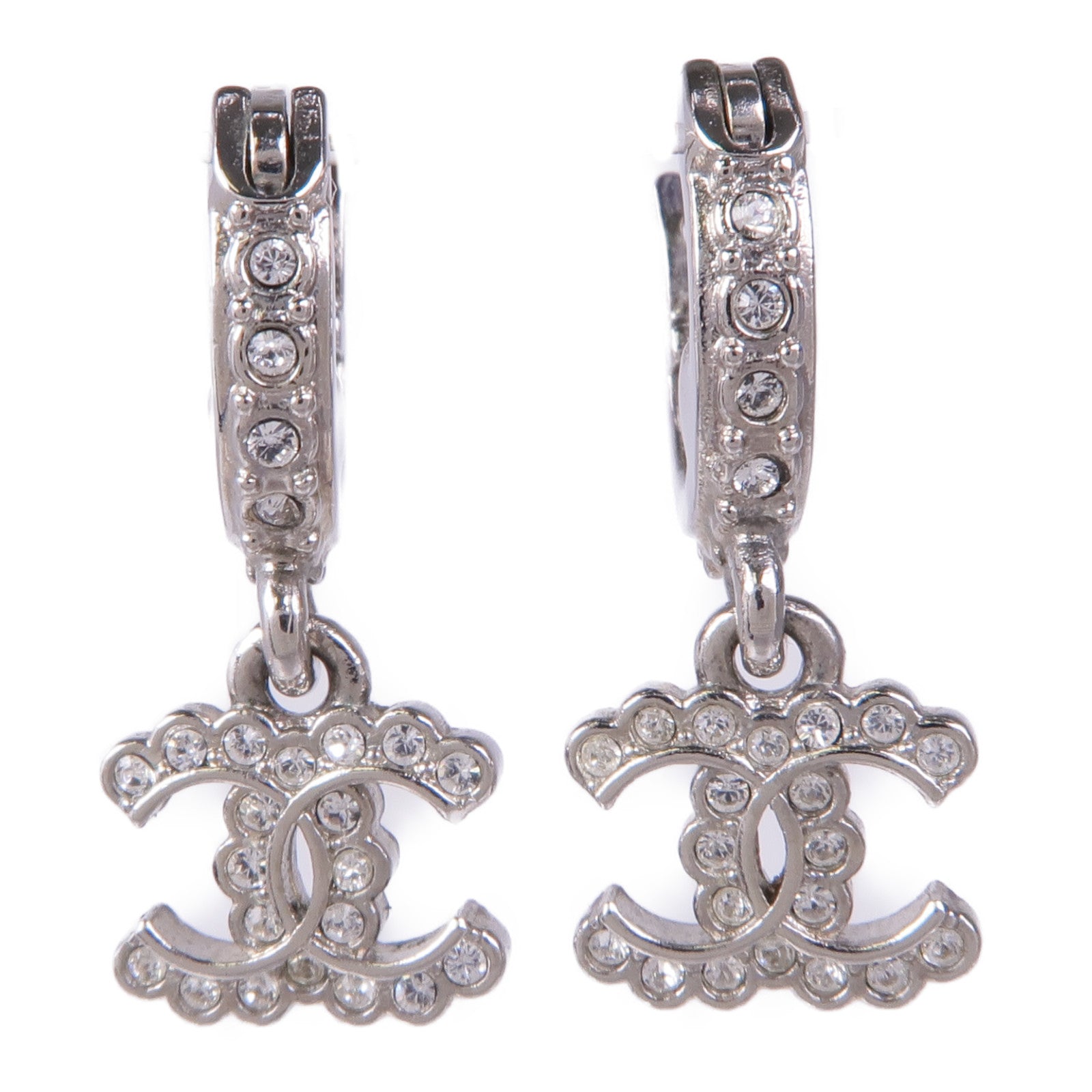 CHANEL CC Earrings Metal Silver