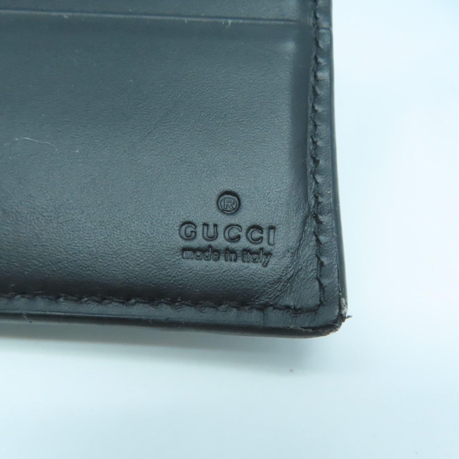 GUCCI 【激減優惠】牛皮皮革Wallet銀扣錢包黑色