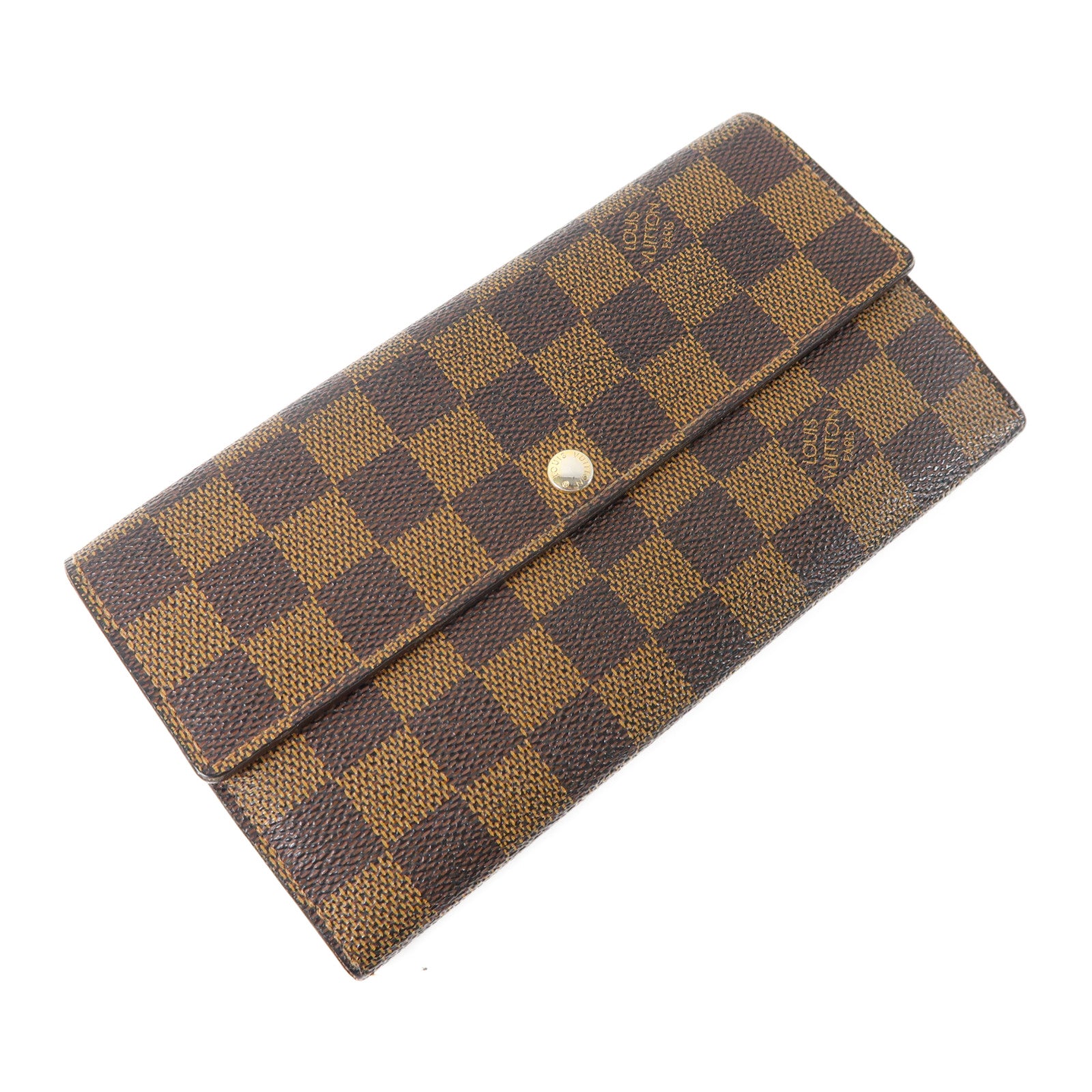 LOUIS VUITTON 【激減優惠】Damier Ebene Long Wallet金扣長錢包啡色