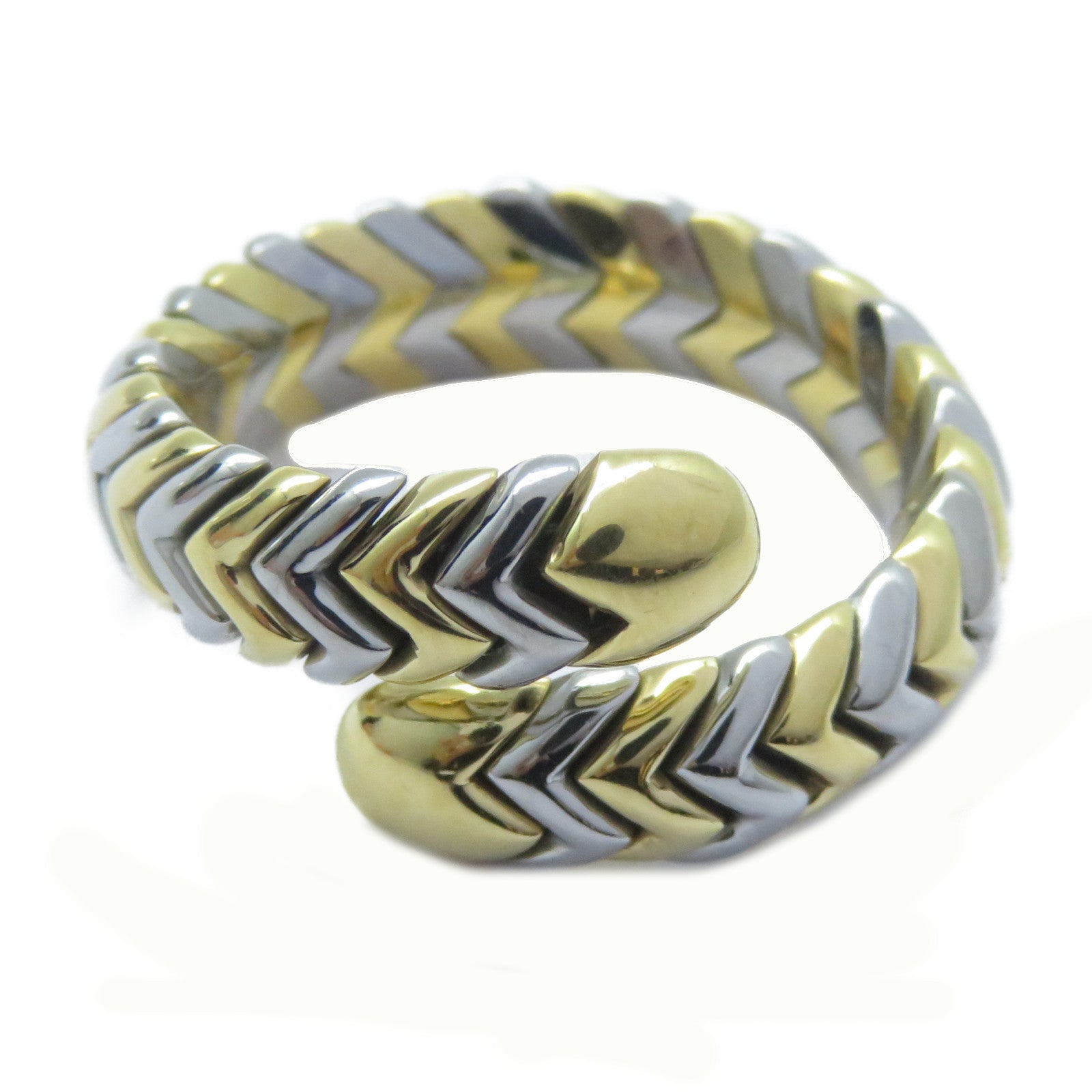 BVLGARI 18K黃金/18K白金Serpenti Tubogas戒指US#6