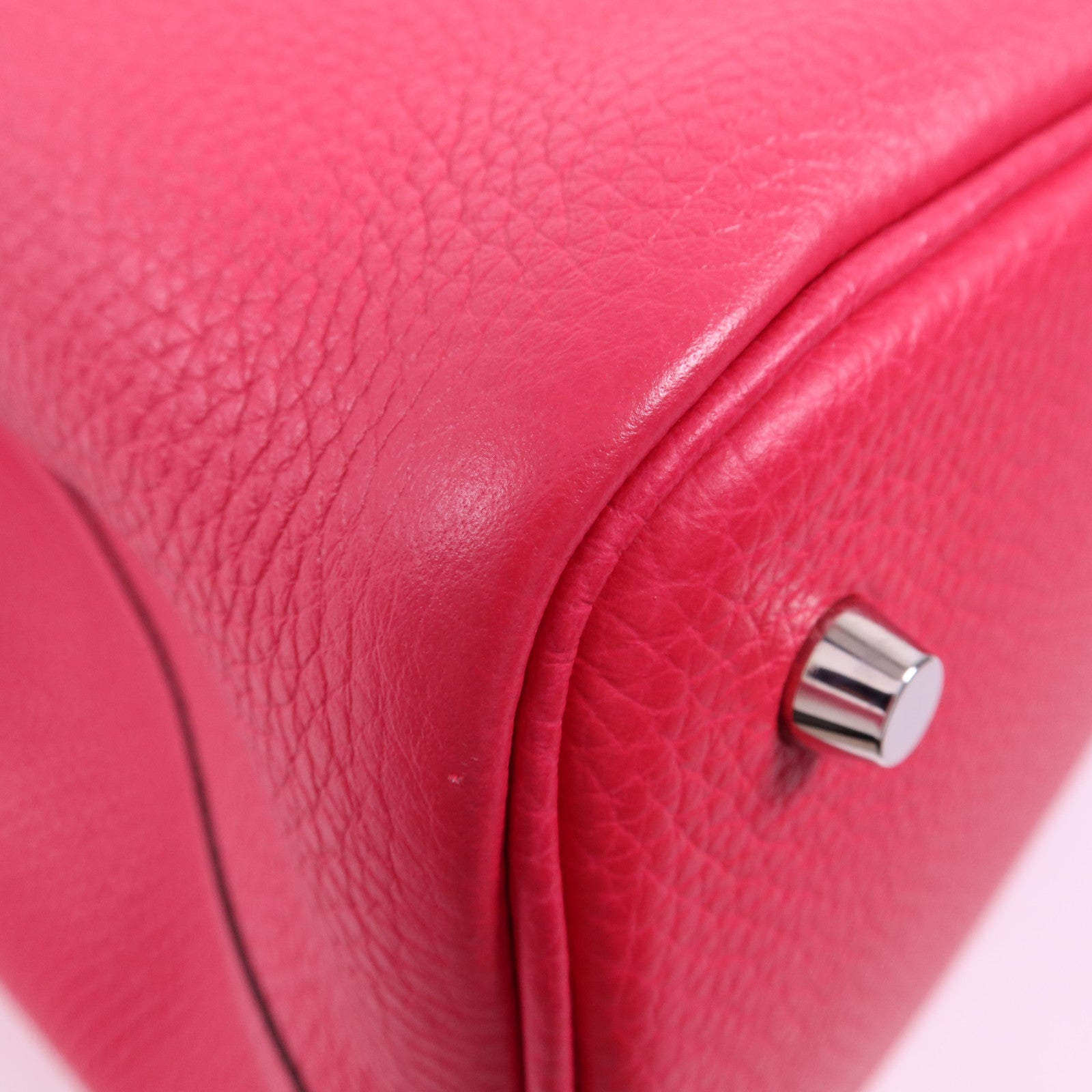 HERMES Clemence皮革Picotin MM銀扣手挽袋Rose Mexico