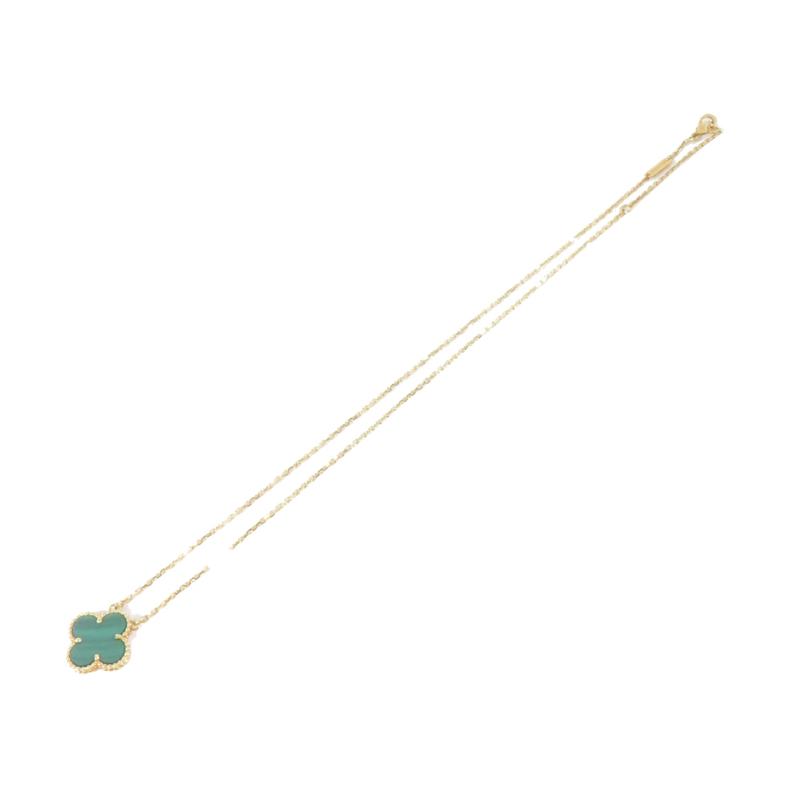 Van Cleef & Arpels 18K黃金Vintage Alhambra孔雀石項鍊#42cm
