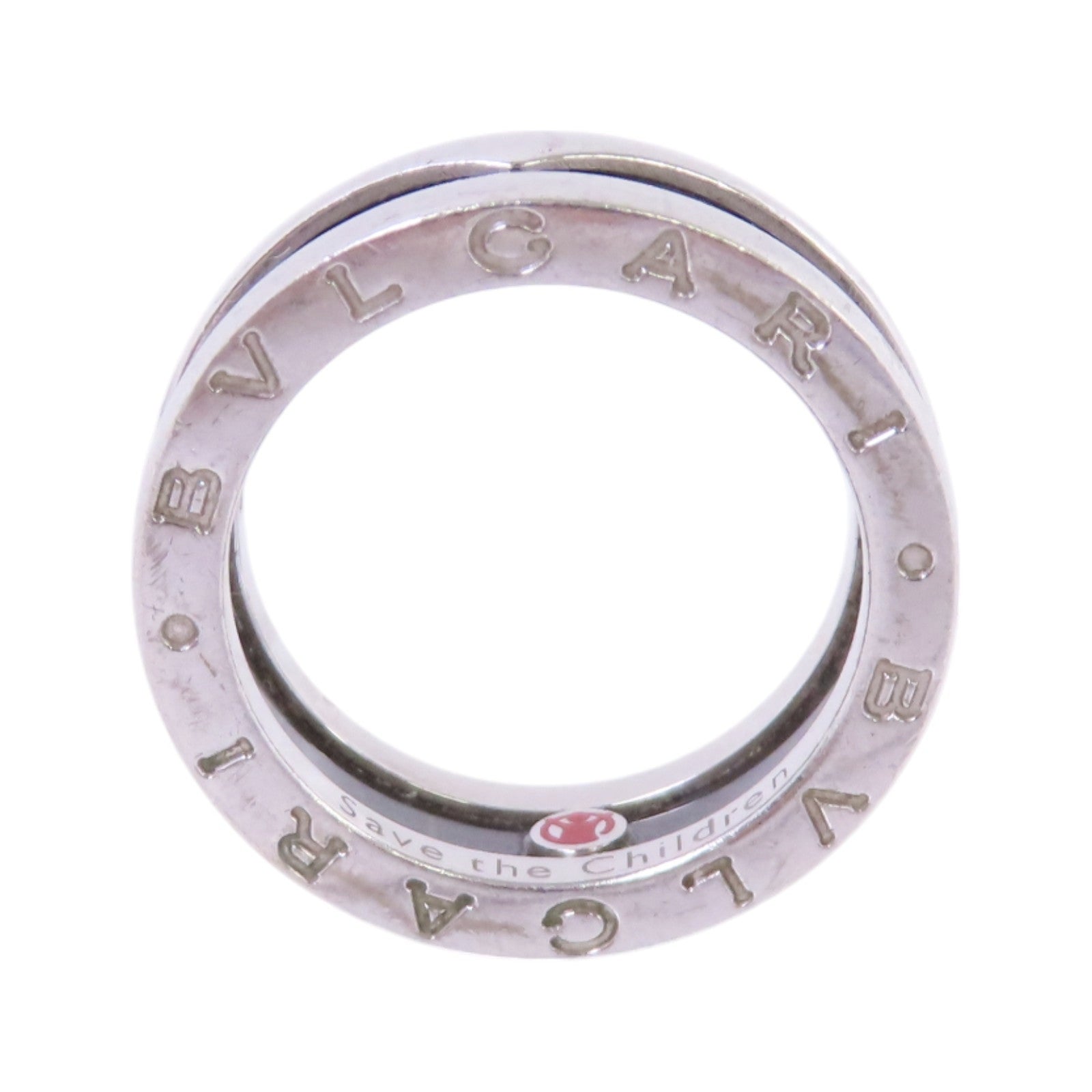 BVLGARI 925純銀/陶瓷Save The Children Ring 2-Band Ring戒指US#5.5