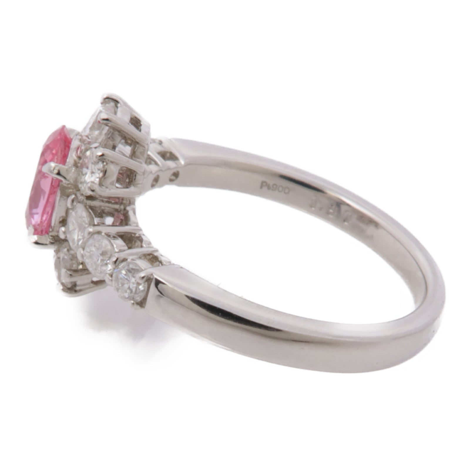 JEWELRY 【激減優惠】PT900鉑金Pink Sapphire Diamond Ring粉紅藍寶色/鑽石US#6