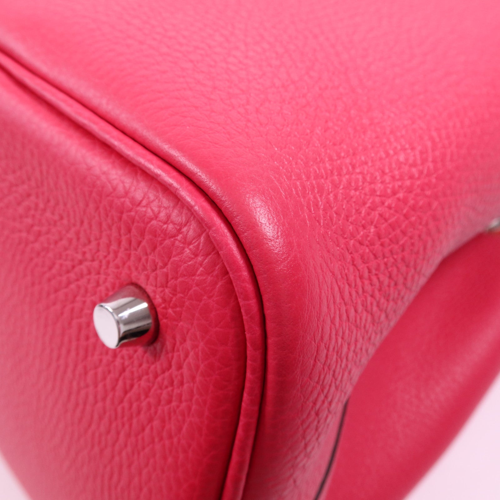 HERMES Clemence皮革Picotin MM銀扣手挽袋Rose Mexico