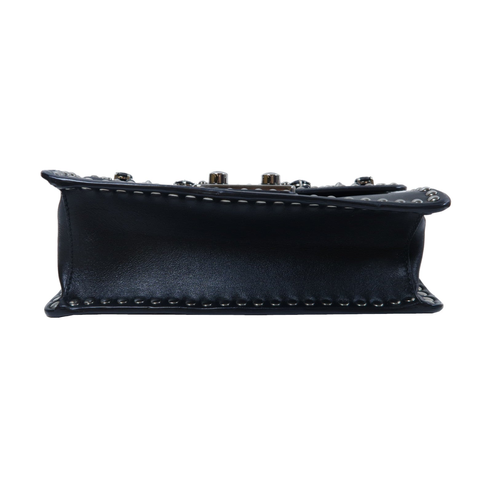 Miu Miu 牛皮皮革2 Way Shoulder銀扣手挽肩背兩用袋黑色