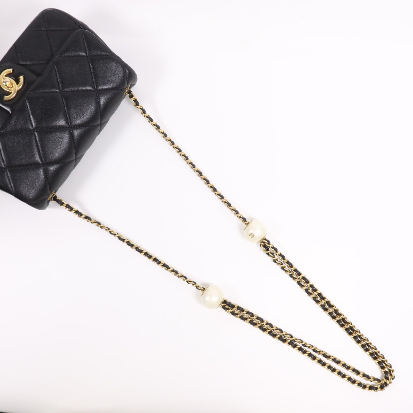 CHANEL 羊皮皮革Chain Shoulder Bag金扣鏈帶肩背袋