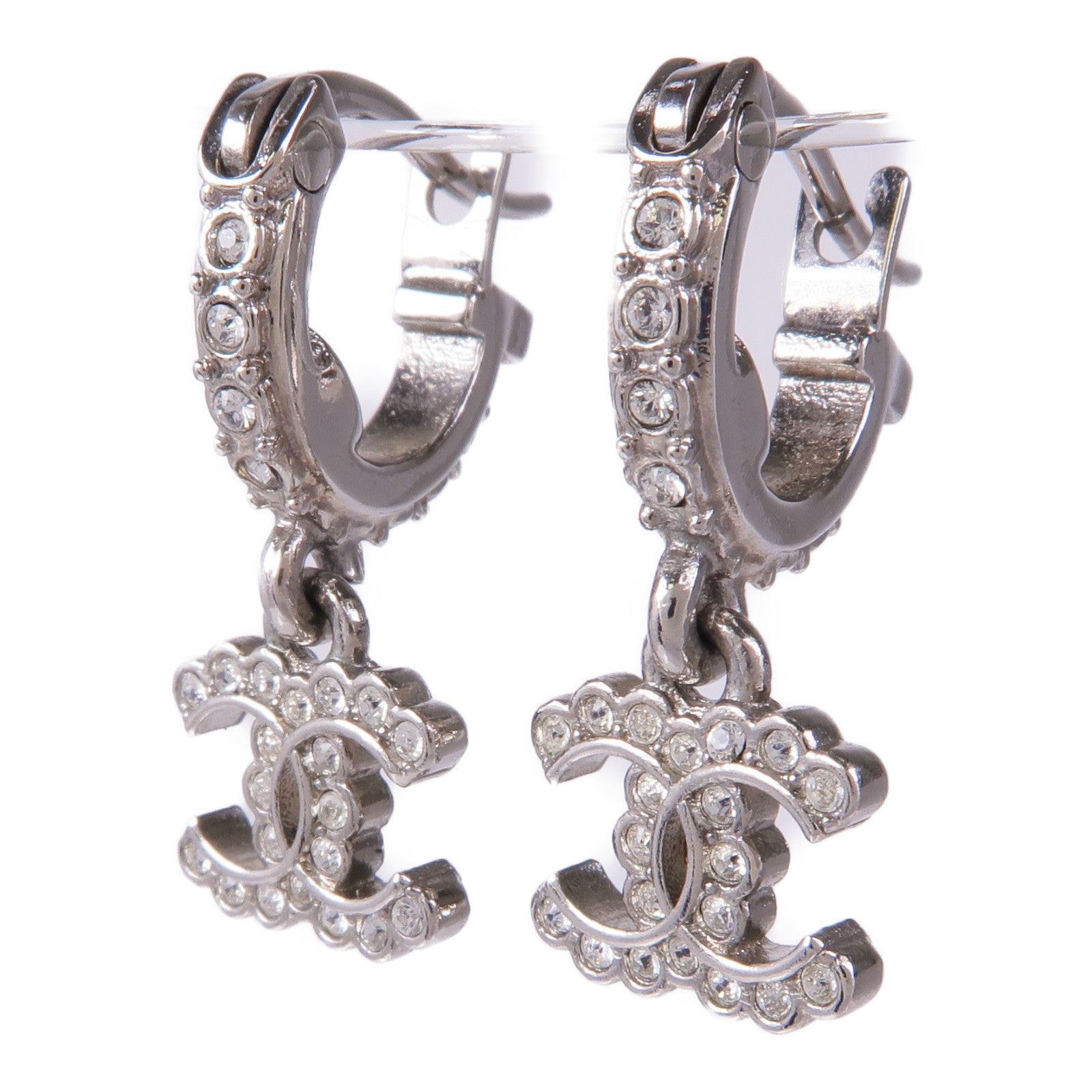 CHANEL CC Earrings Metal Silver