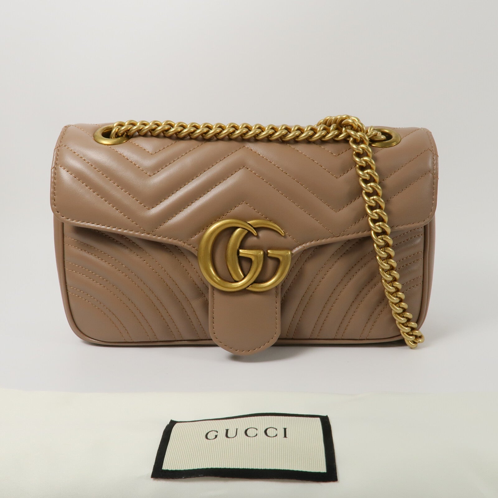 GUCCI 牛皮皮革GG Marmont鏈帶肩背袋