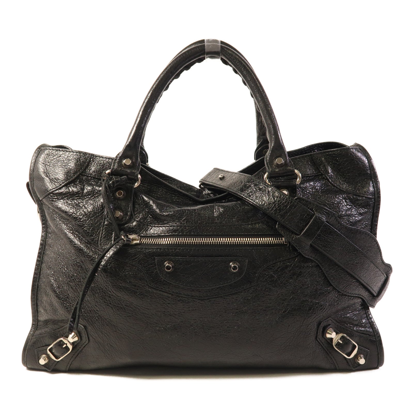BALENCIAGA 皮革Classic City銀扣手挽肩背兩用袋