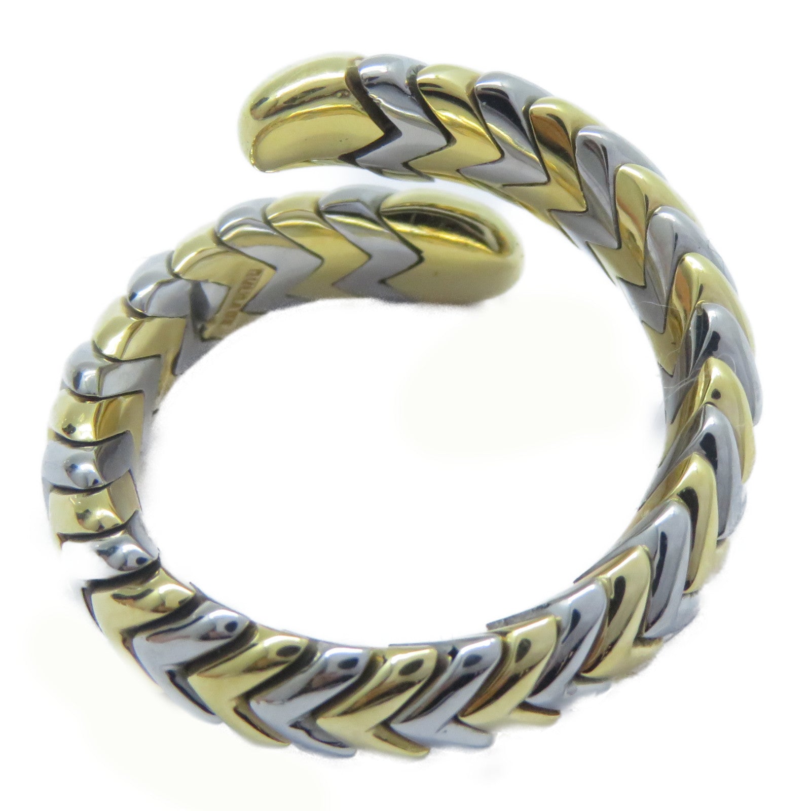 BVLGARI 18K黃金/18K白金Serpenti Tubogas戒指US#6