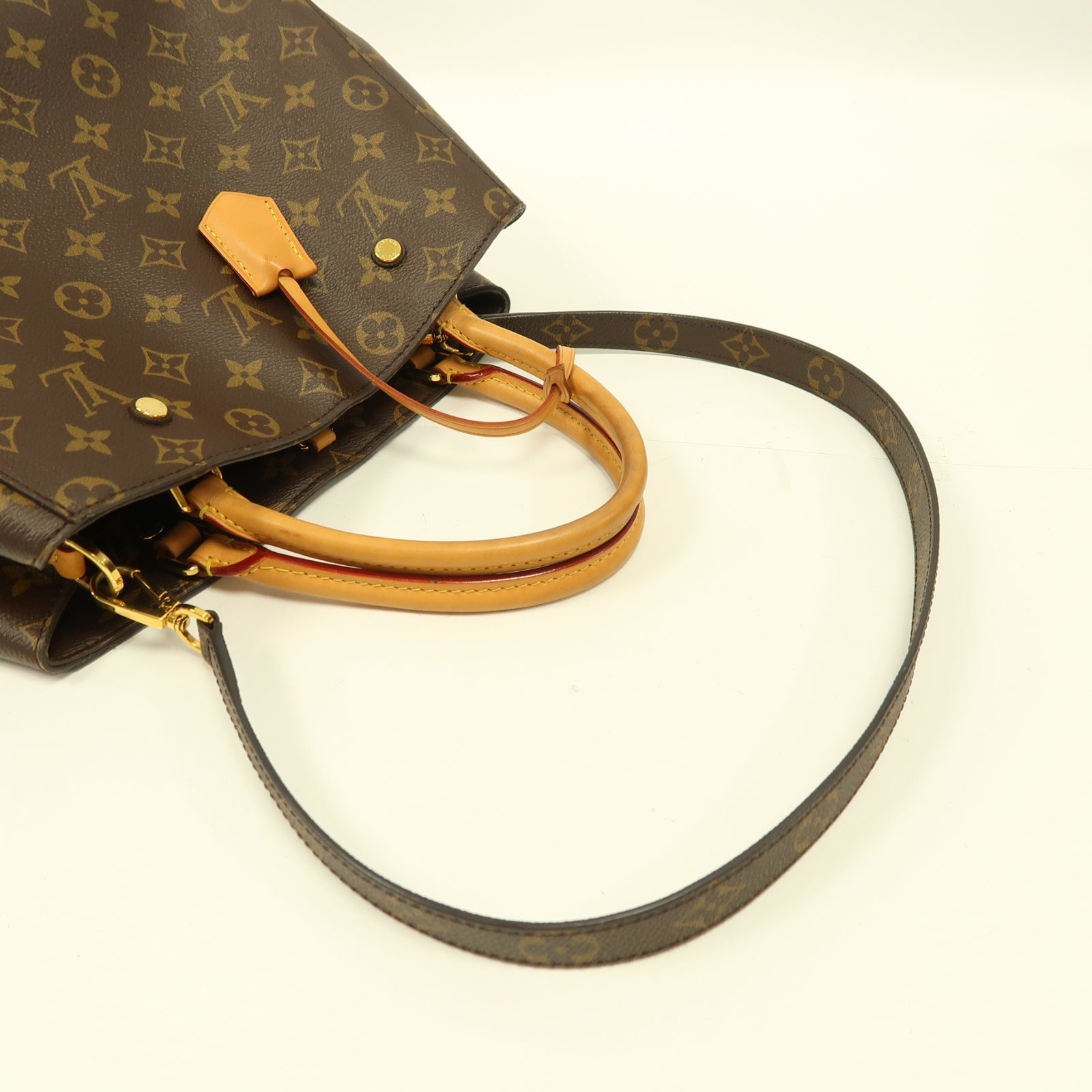 LOUIS VUITTON 【激減優惠】Monogram Montaigne MM金扣手挽肩背兩用袋啡色