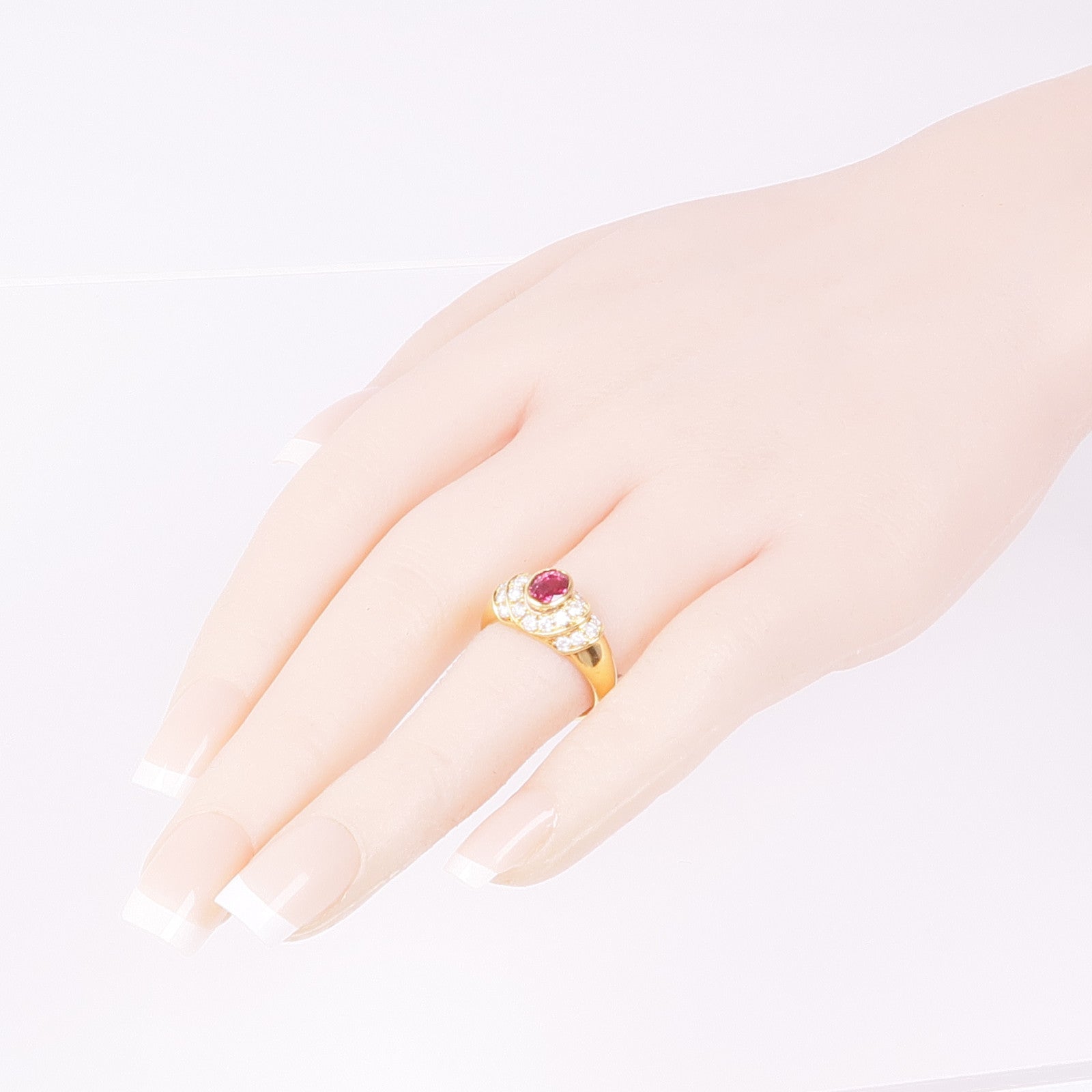 Aquascutum 18K黃金Ruby Diamond Ring紅寶石/鑽石戒指US#5.75