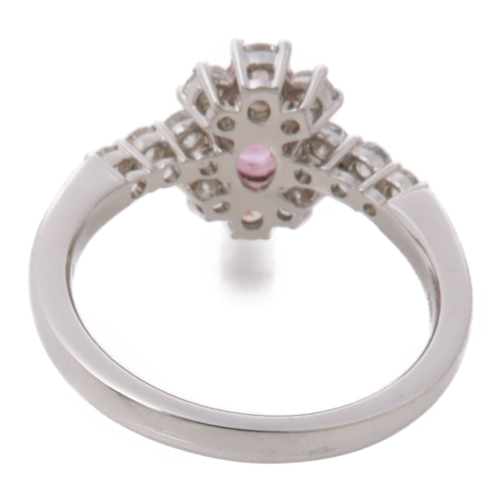 JEWELRY 【激減優惠】PT900鉑金Pink Sapphire Diamond Ring粉紅藍寶色/鑽石US#6