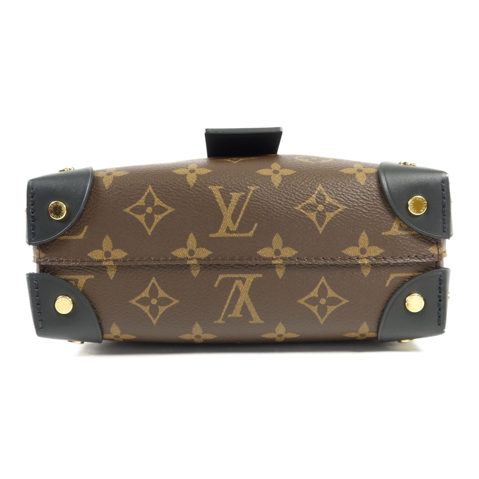 LOUIS VUITTON Monogram Petite Malle Souple金扣手挽肩背兩用袋棕色