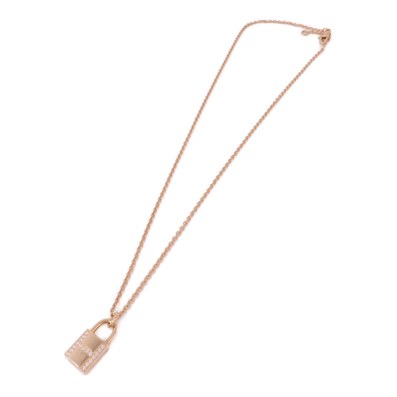 HERMES 18K玫瑰金Cadenas Pendant Diamond Necklace鑽石項鍊