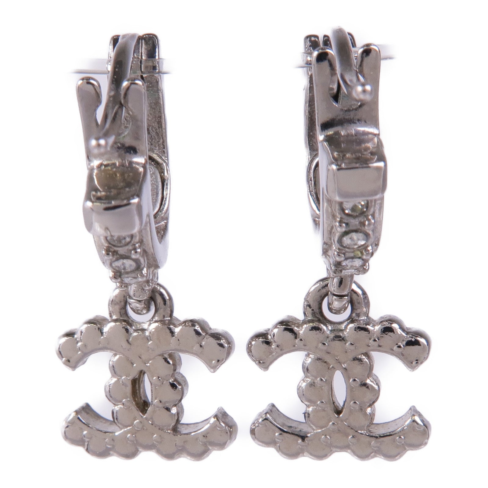 CHANEL CC Earrings Metal Silver