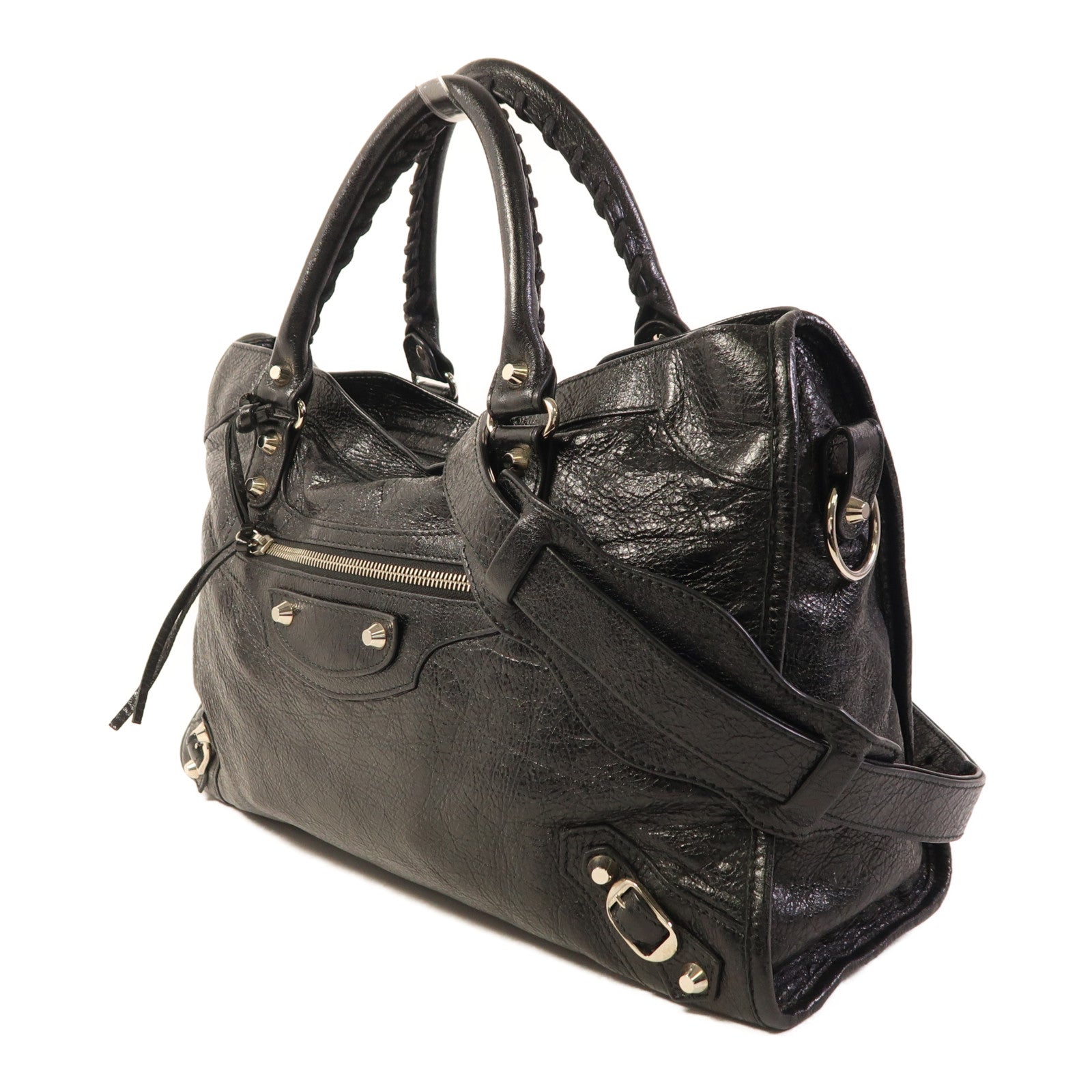 BALENCIAGA 皮革Classic City銀扣手挽肩背兩用袋