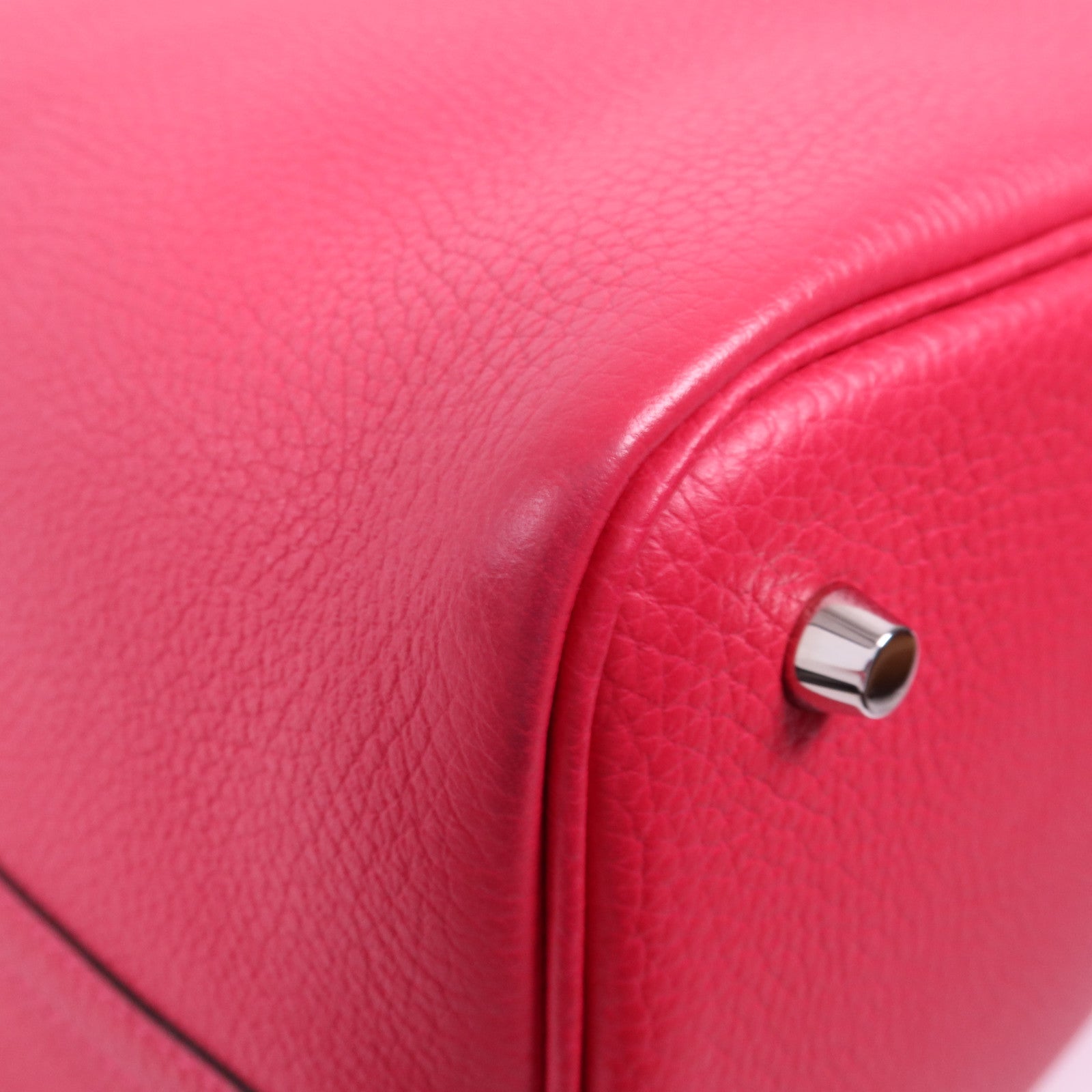 HERMES Clemence皮革Picotin MM銀扣手挽袋Rose Mexico