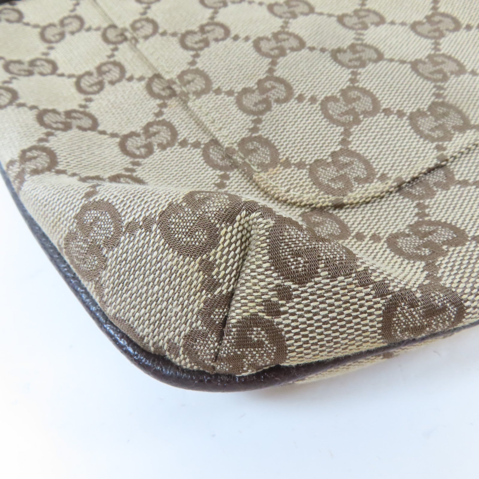 GUCCI 帆布Canvas Shoulder Bag銀扣肩背袋啡色