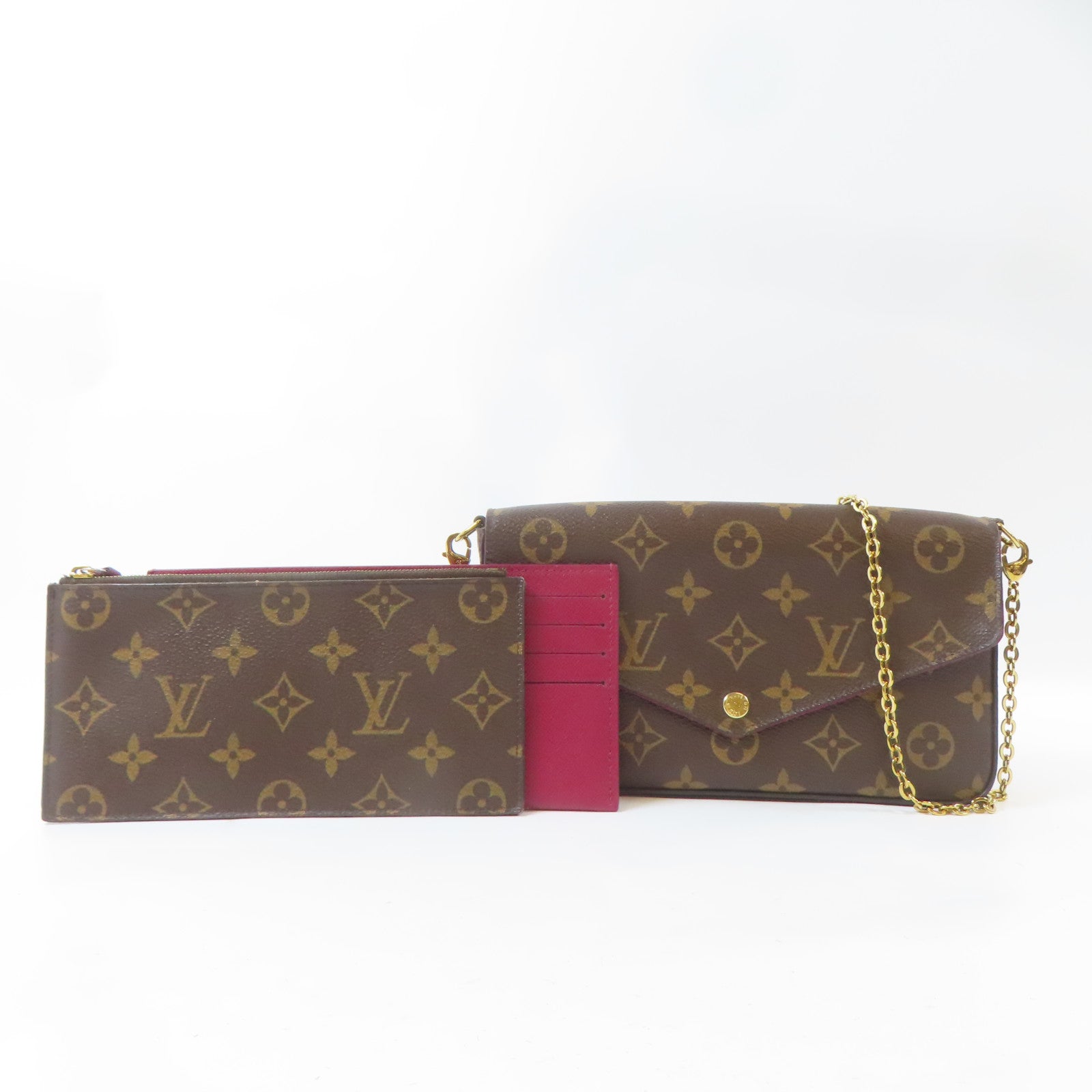 LOUIS VUITTON Monogram Felicie Pochette金扣鏈帶肩背袋啡色